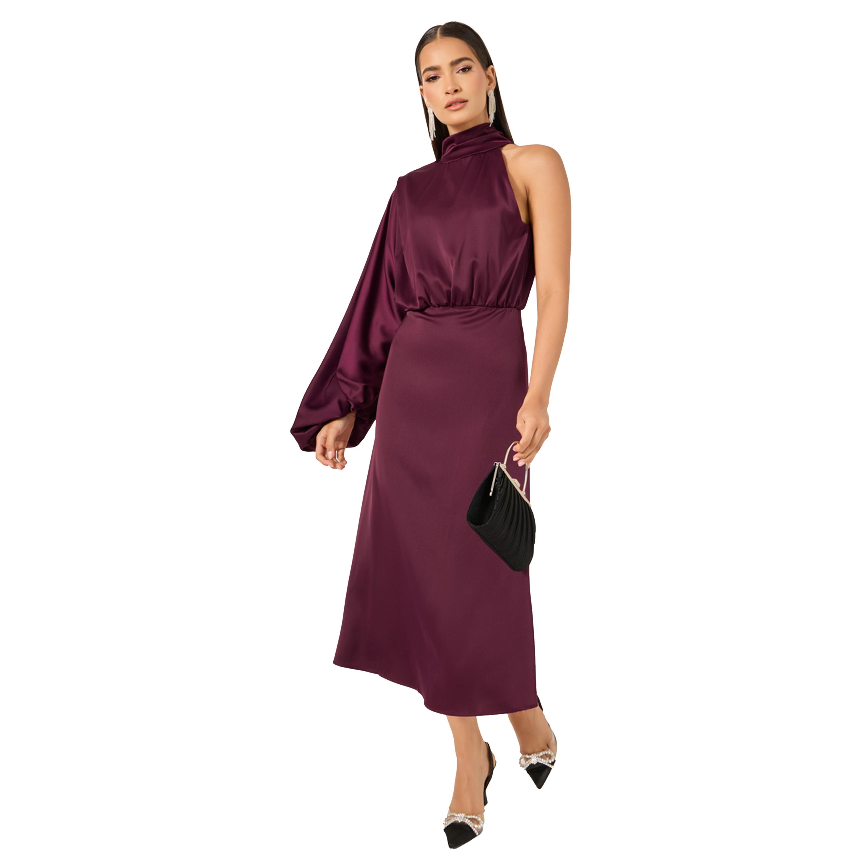 ستايلي - فستان متوسط الطول بكتف واحد على شكل حرف A-women-clothing-dresses-image-2