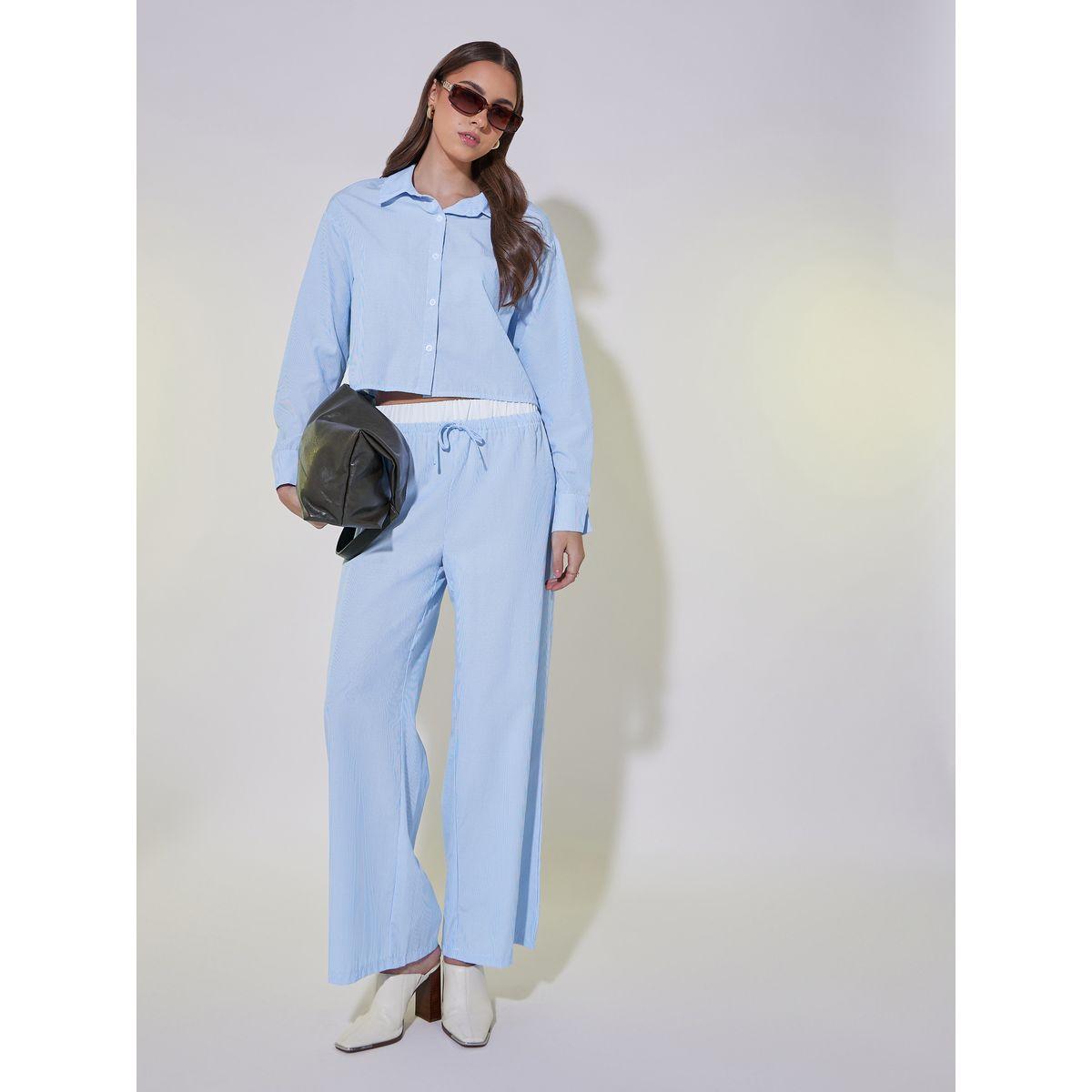 Take Two Striped Crop Shirt and Straight Leg Pants Co-Ords-women-clothing-coordsets-image-1
