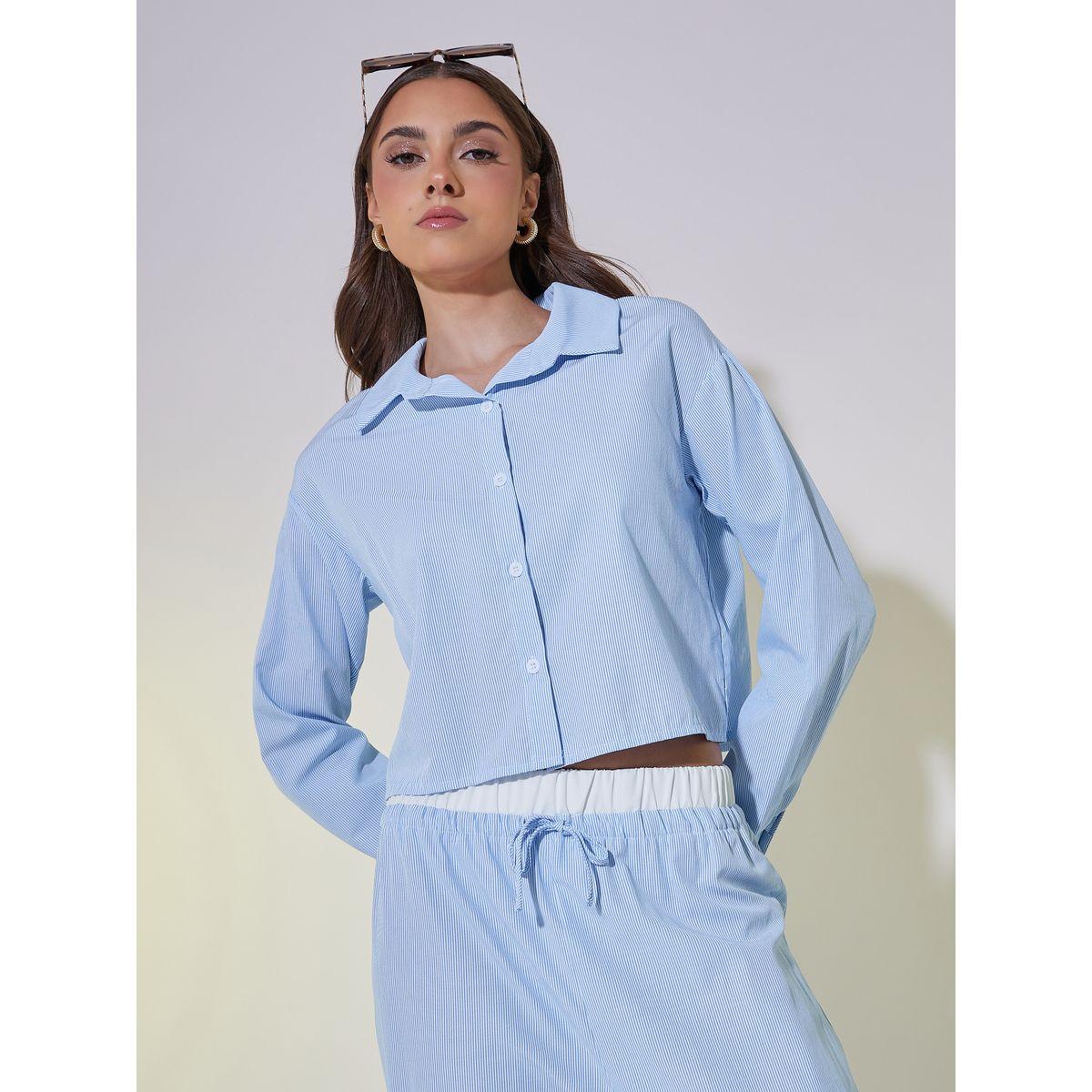 طقم منسق من بنطال بأرجل مستقيمة وبلوزة قصيرة-women-clothing-coordsets-image-2