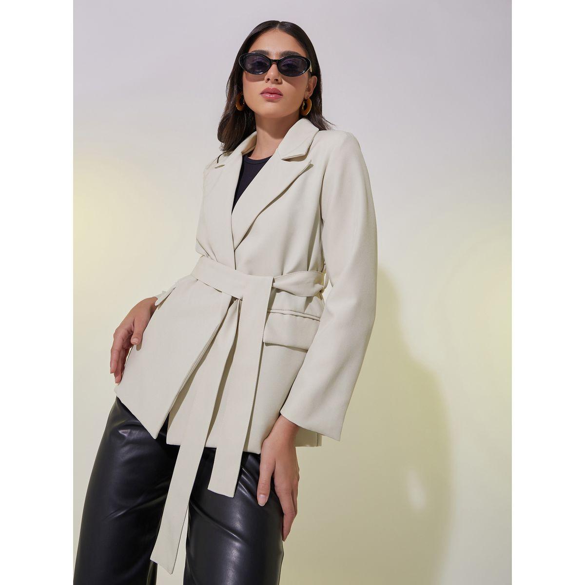 Styli Solid Belt Detail Longline Blazer with Pocket-women-clothing-coatsandjackets-blazers-image-1