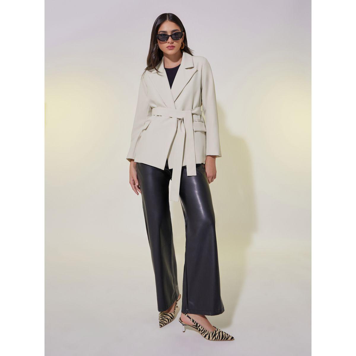 Styli Solid Belt Detail Longline Blazer with Pocket-women-clothing-coatsandjackets-blazers-image-2
