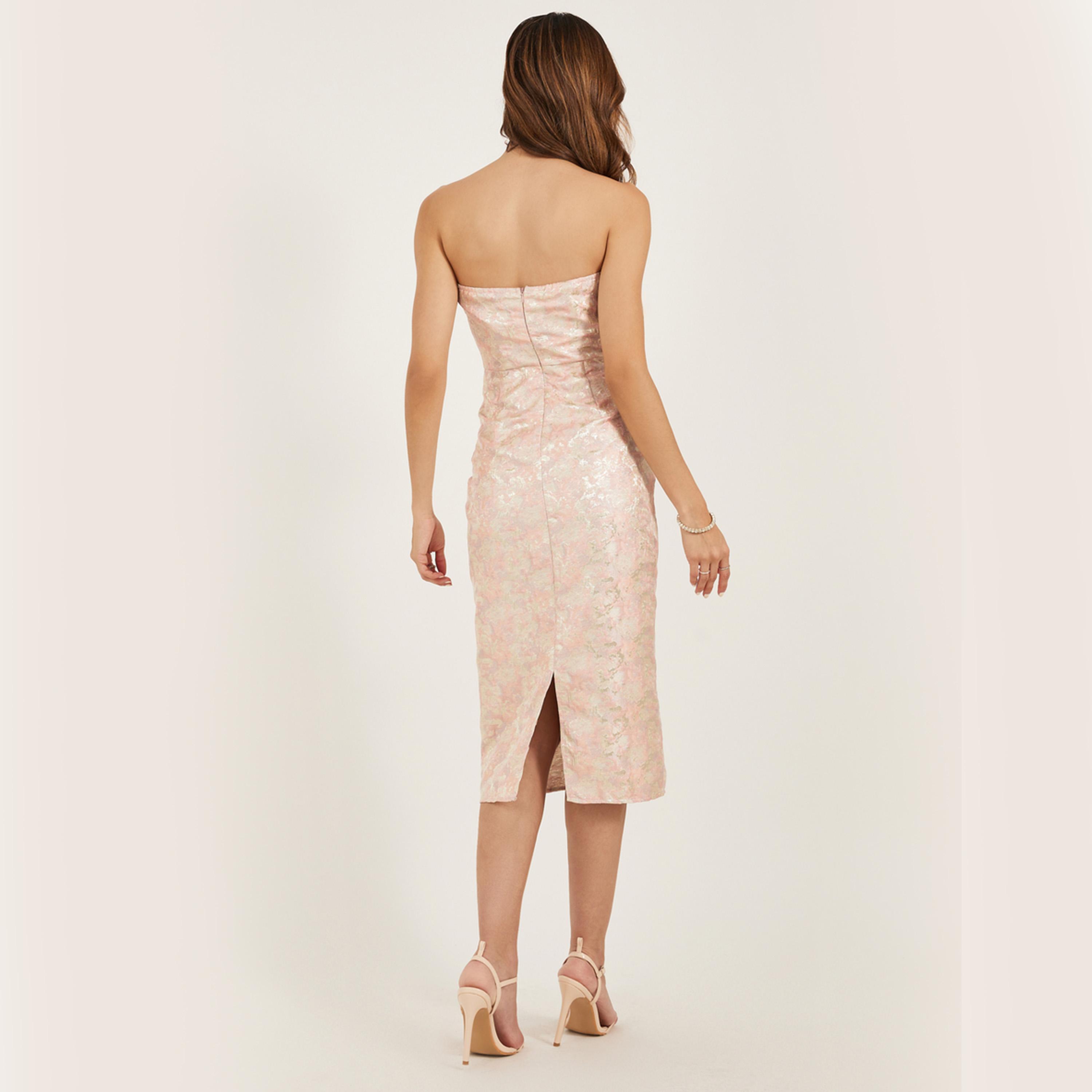 Styli Self Design Bow Detail Strapless Sheath Midi Dress-women-clothing-dresses-image-5