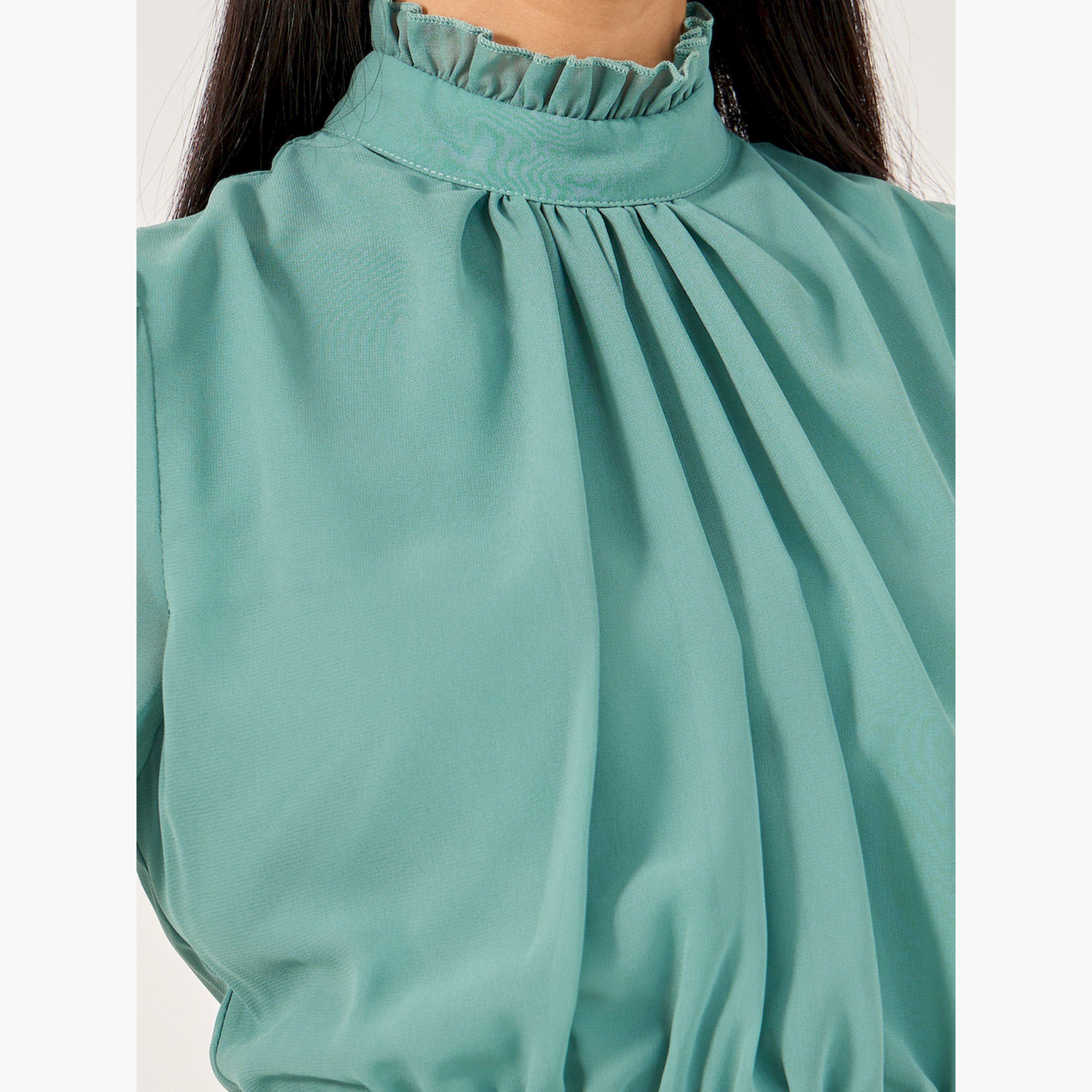 ستايلي - فستان ماكسي تصميم ملفوف ومطوي سادة-women-clothing-dresses-image-4