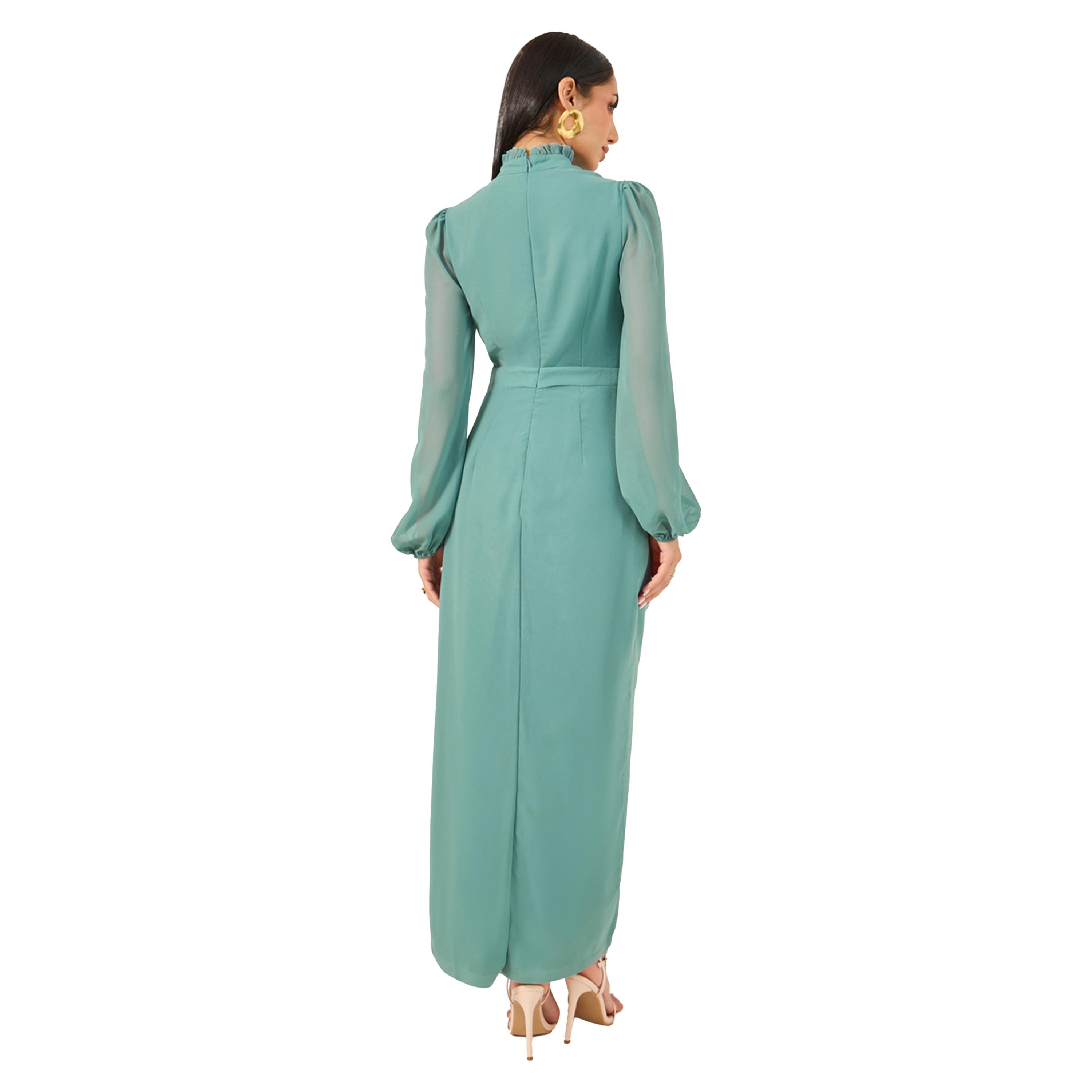 ستايلي - فستان ماكسي تصميم ملفوف ومطوي سادة-women-clothing-dresses-image-5