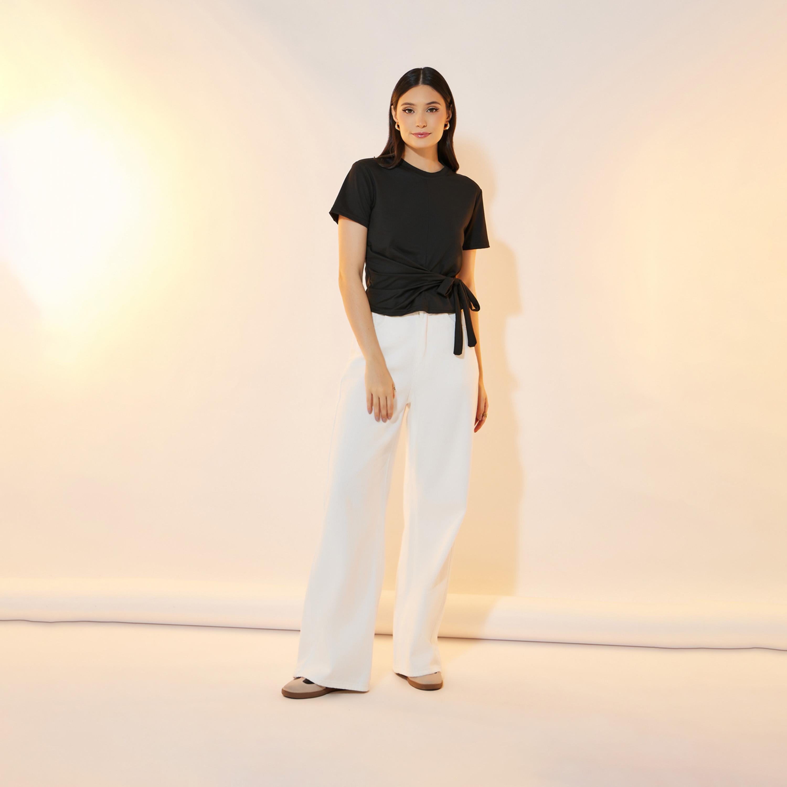 Take Two Solid Round Neck Wrap Front Top-women-clothing-shirtsandblouses-blouses-image-2