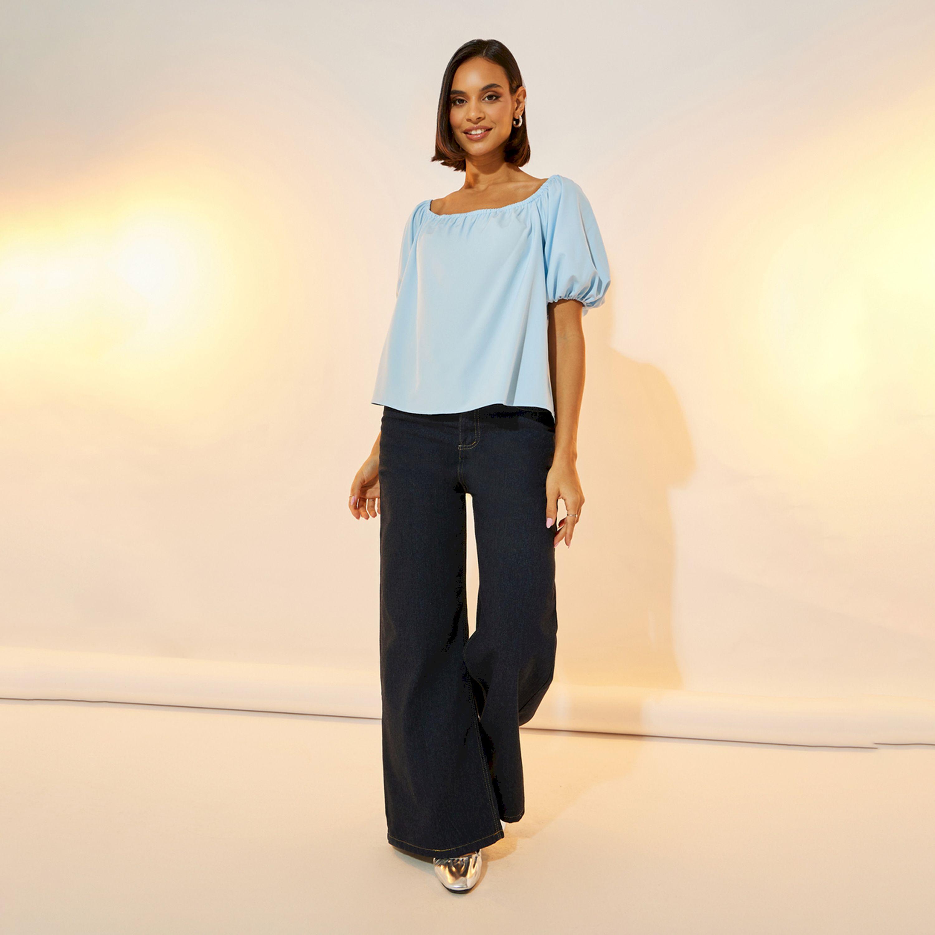 جينز بأرجل واسعة وخصر متوسط مع جيوب-women-clothing-bottoms-jeans-image-1