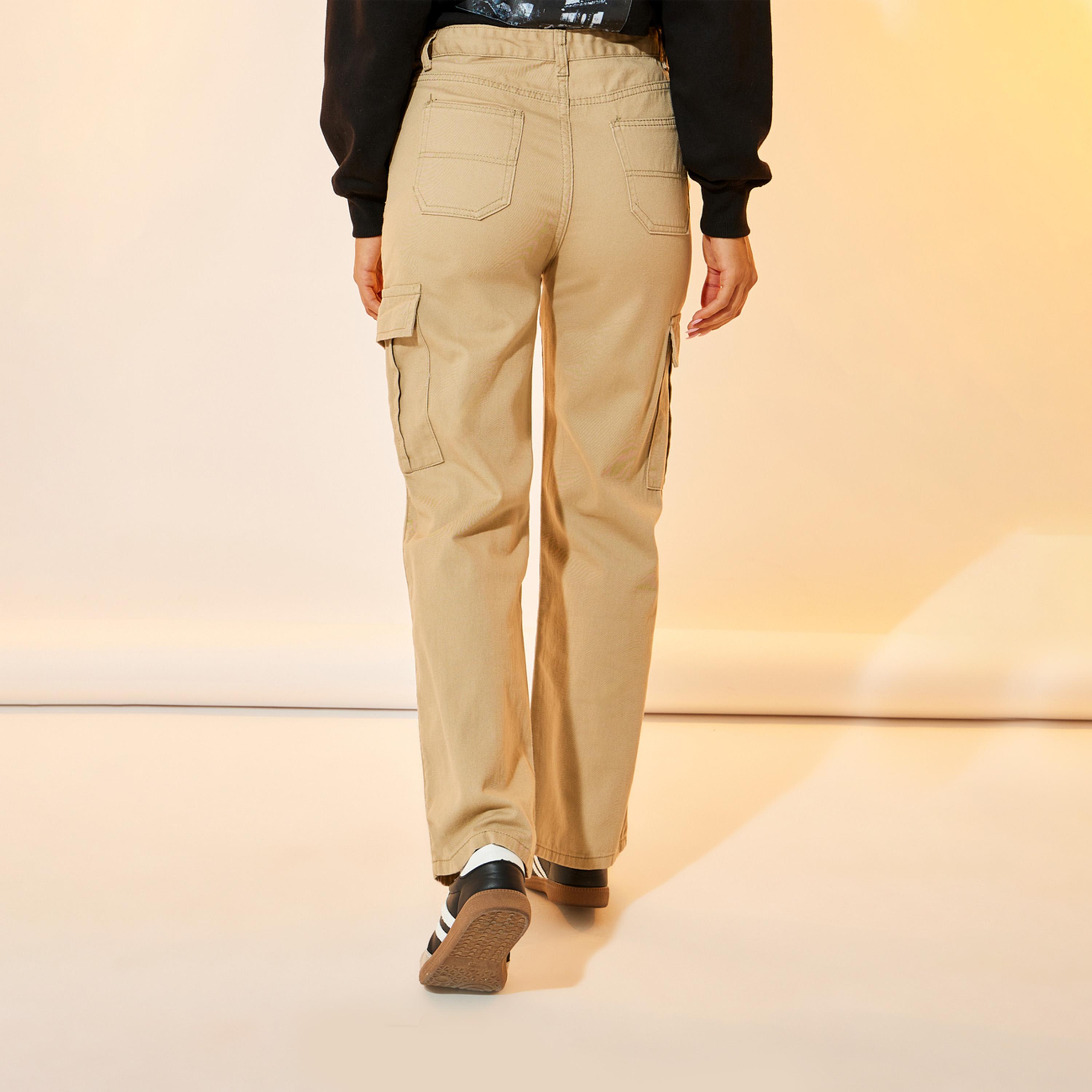 Take Two Solid Straight Fit Mid Rise Cargo Jeans-women-clothing-bottoms-jeans-image-4