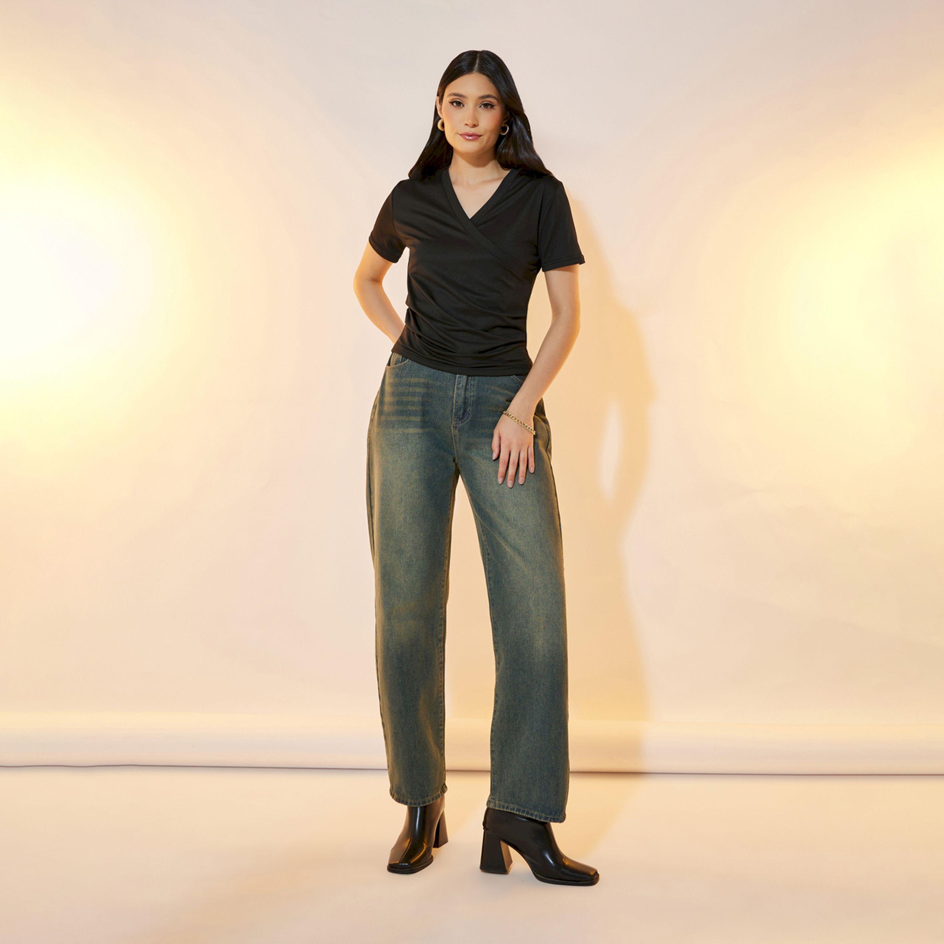 Take Two Slim Fit V Neck Wrap Front T-Shirt-women-clothing-tshirts-image-2