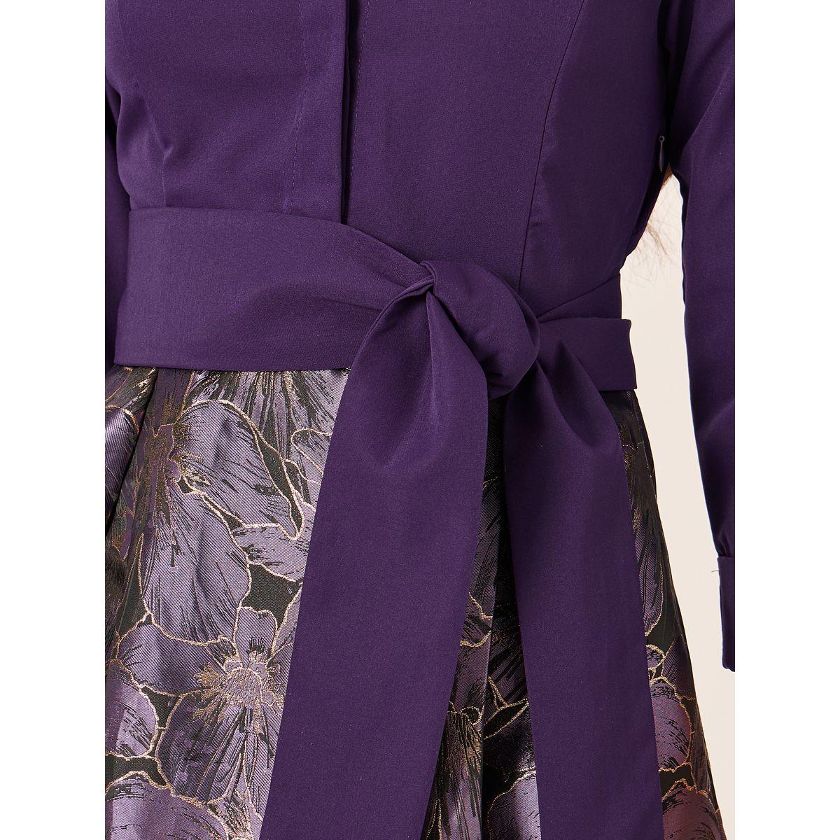 فستان طويل مطبع بزهور وأكمام 3/4 مع أربطة-women-clothing-dresses-image-4