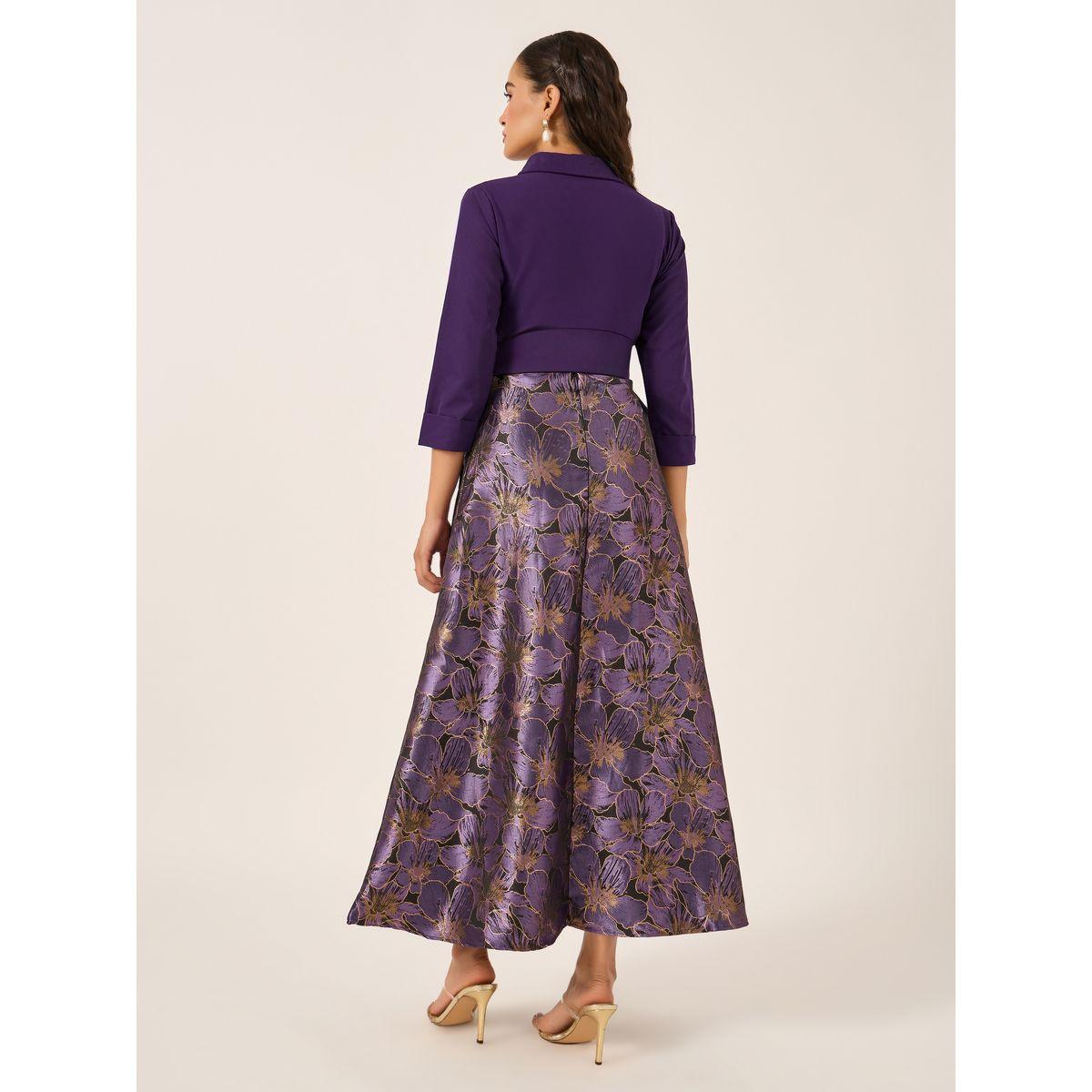 فستان طويل مطبع بزهور وأكمام 3/4 مع أربطة-women-clothing-dresses-image-5