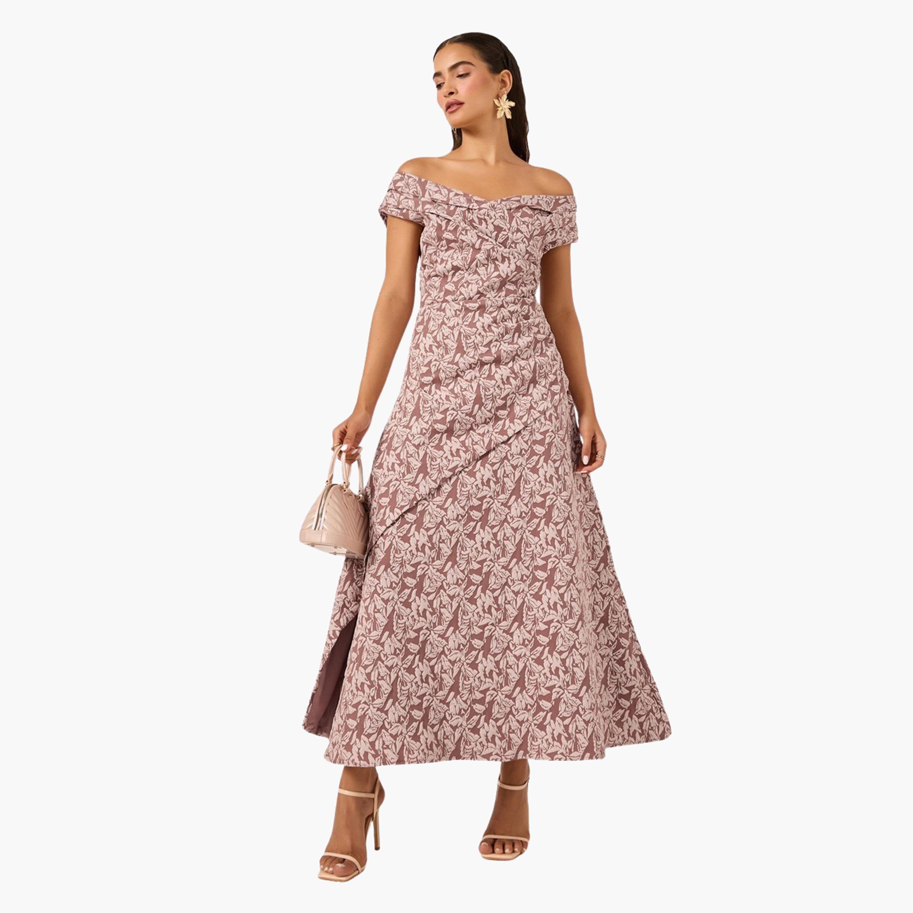 ستايلي - فستان ماكسي ضيق مكشوف الكتفين-women-clothing-dresses-image-1