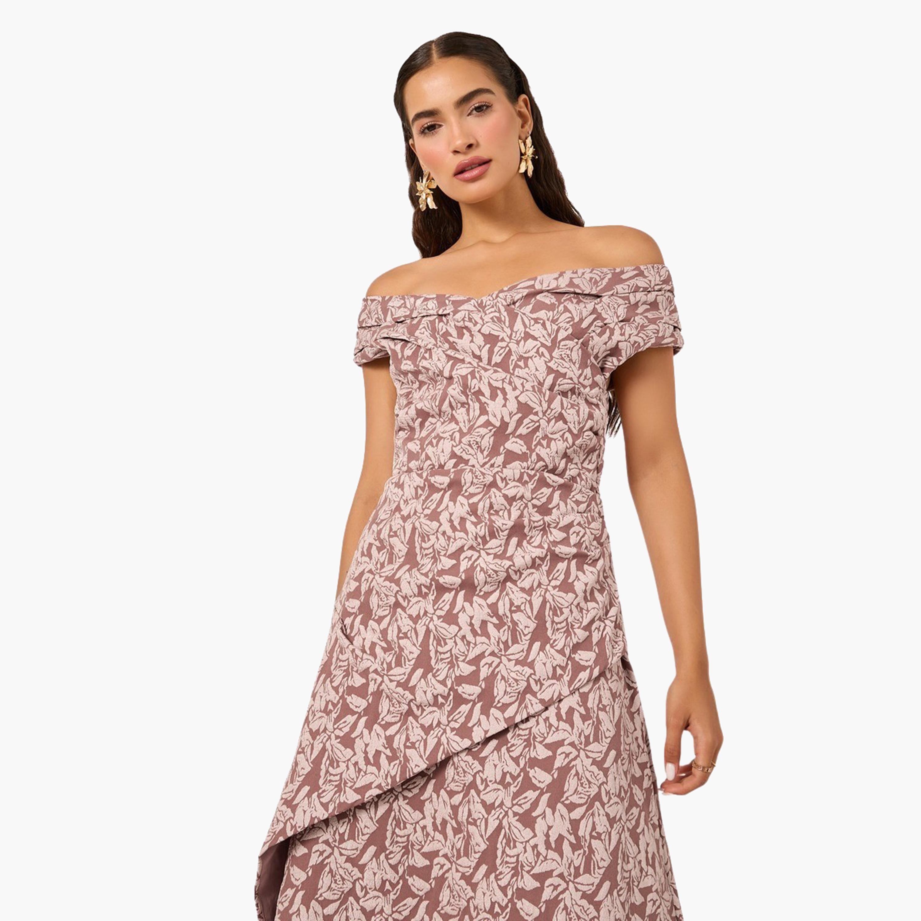 Styli Textured Off Shoulder Neck Sheath Maxi Dress-women-clothing-dresses-image-3