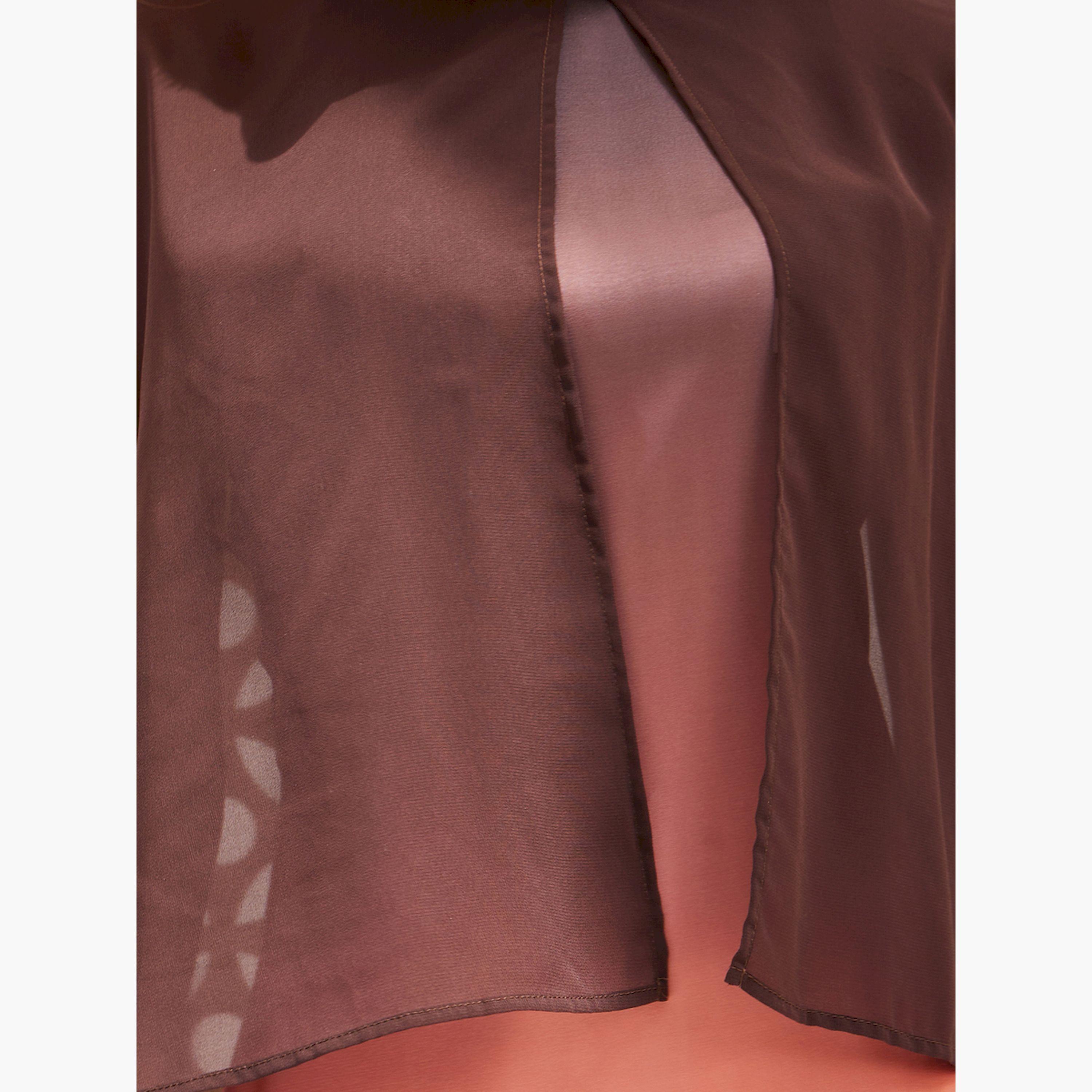 ستايلي - فستان متوسط الطول بأكمام كيب واسعة وألوان متباينة-women-clothing-dresses-image-4