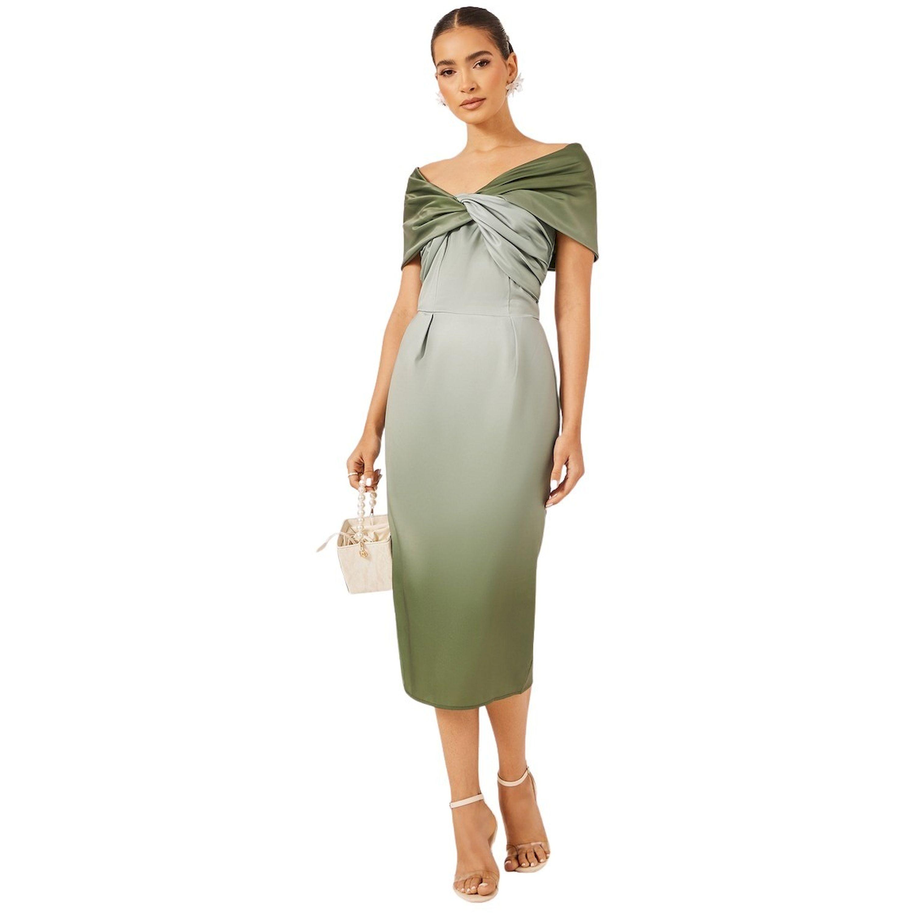 Styli Front Knot Ombre Print Short Sleeves Sheath Midi Dress-women-clothing-dresses-image-1