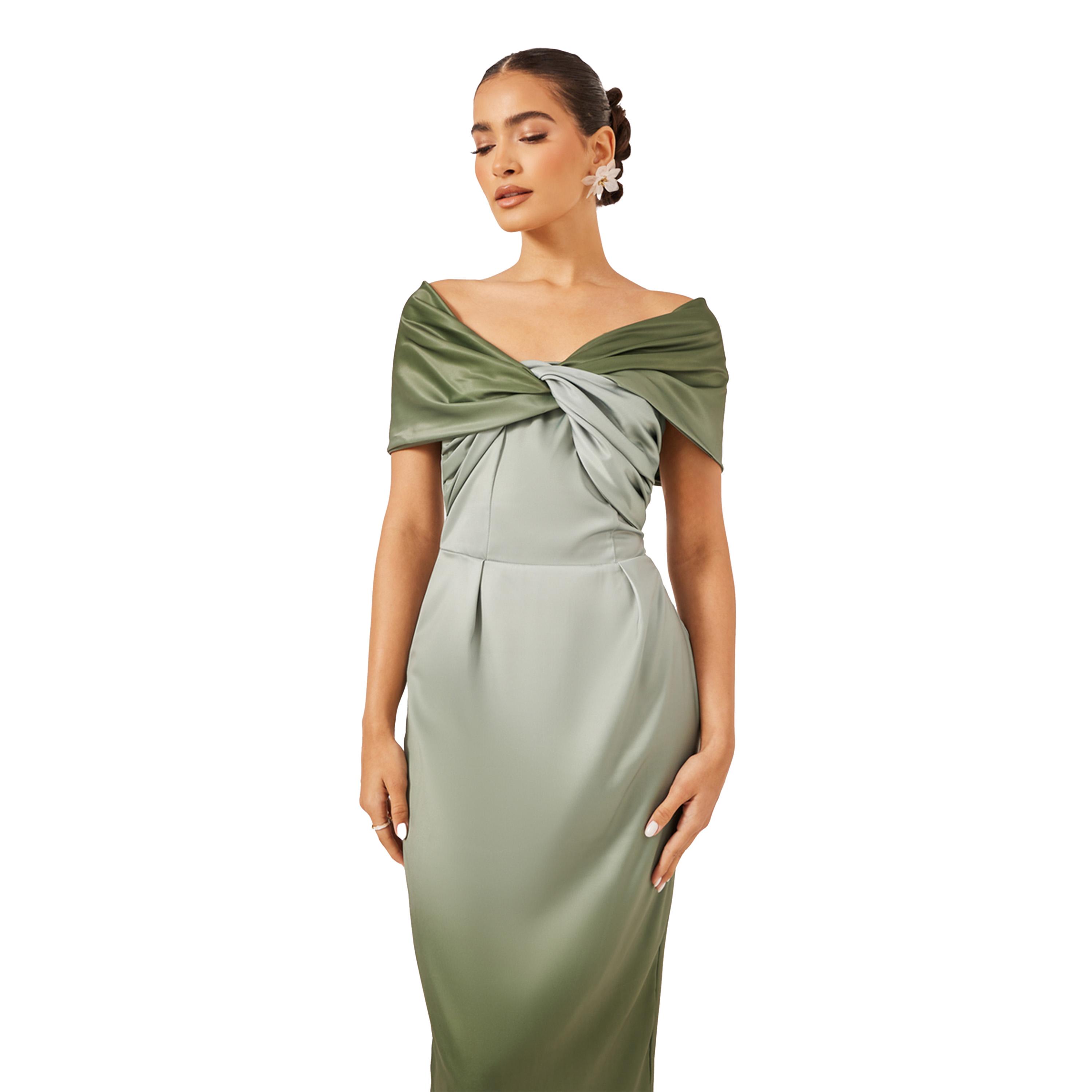 Styli Front Knot Ombre Print Short Sleeves Sheath Midi Dress-women-clothing-dresses-image-3