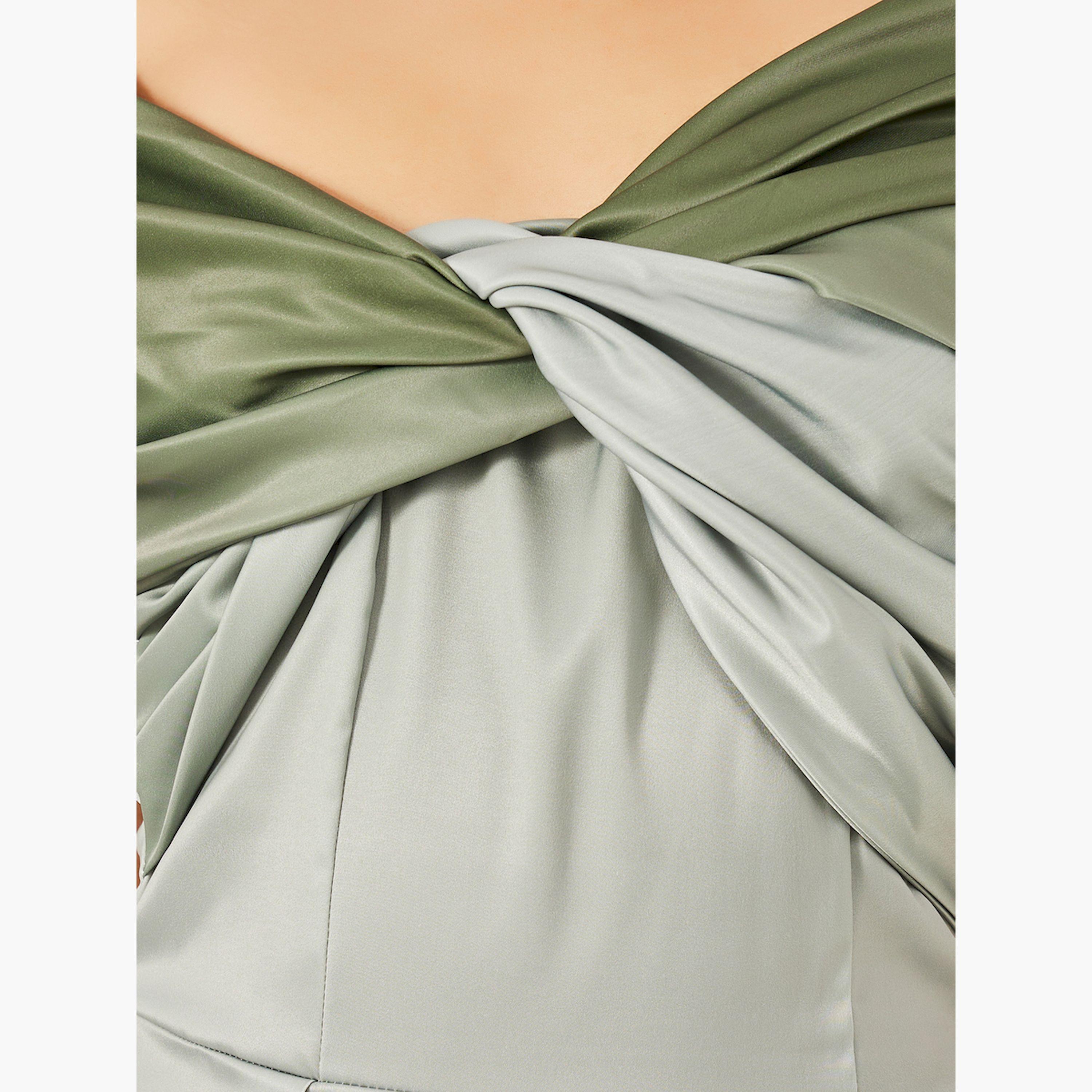 ستايلي - فستان ميدي بأكمام قصيرة وطبعة أومبري وعقدة أمامية-women-clothing-dresses-image-4
