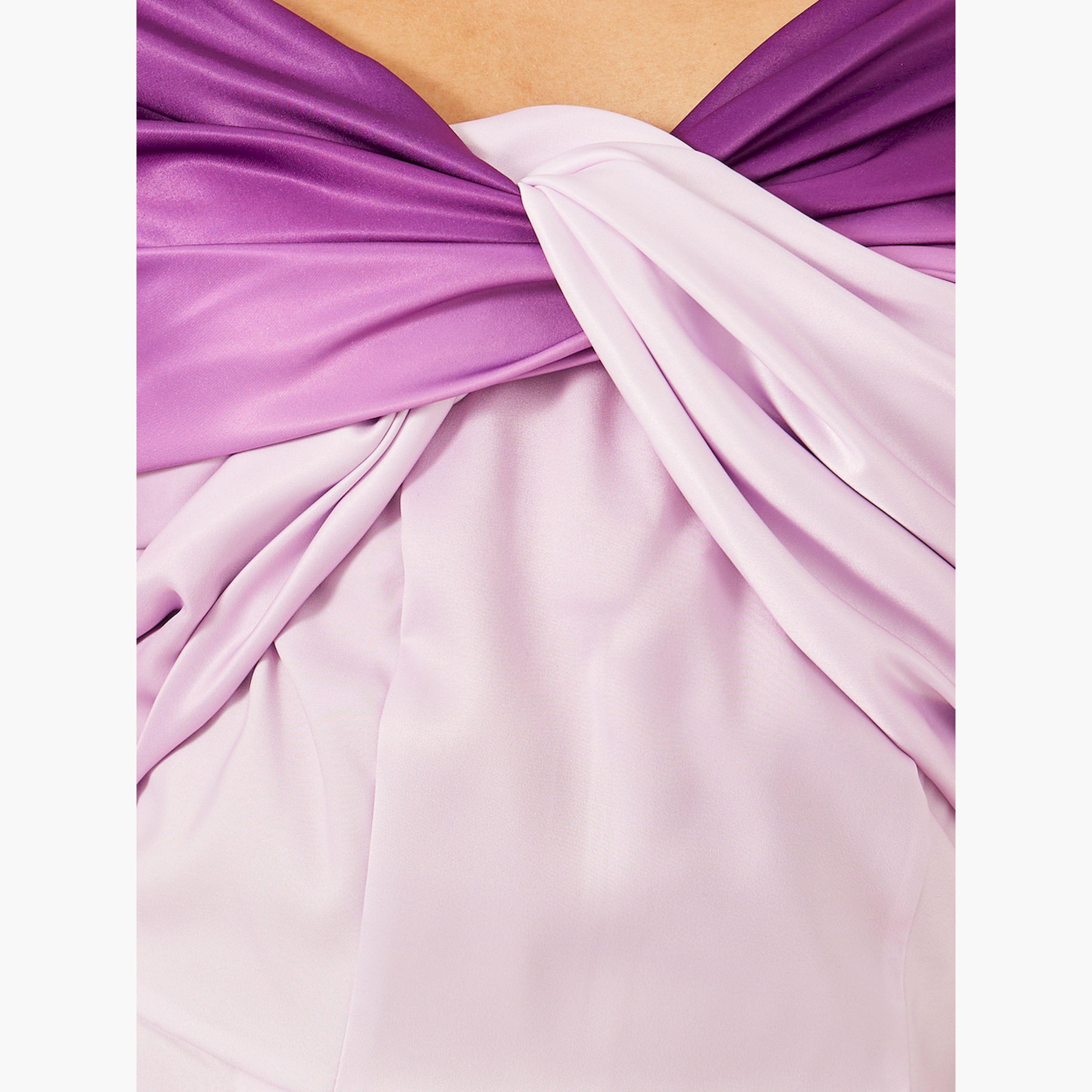 Styli Front Knot Ombre Print Short Sleeves Sheath Midi Dress-women-clothing-dresses-image-4