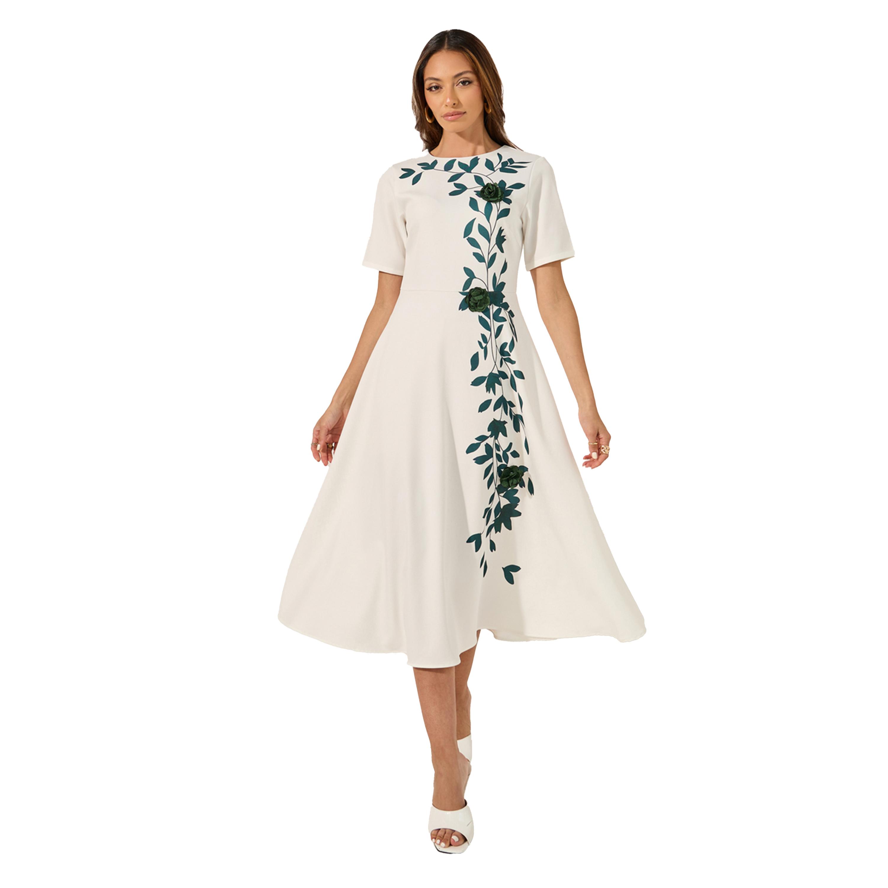 Styli Print Short Sleeves A-Line Midi Dress-women-clothing-dresses-image-1
