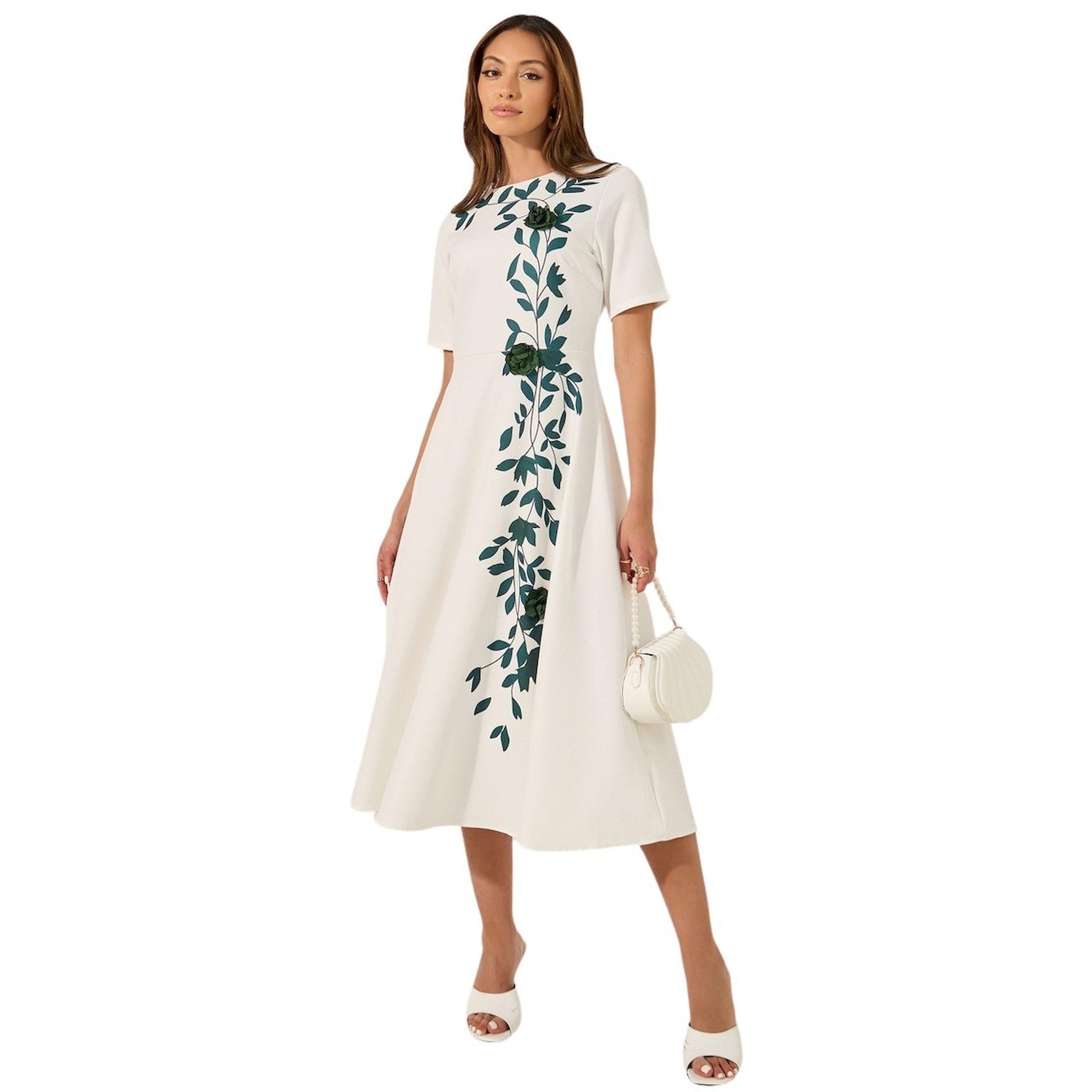 ستايلي - فستان ميدي بأكمام قصيرة على شكل حرف A-women-clothing-dresses-image-2