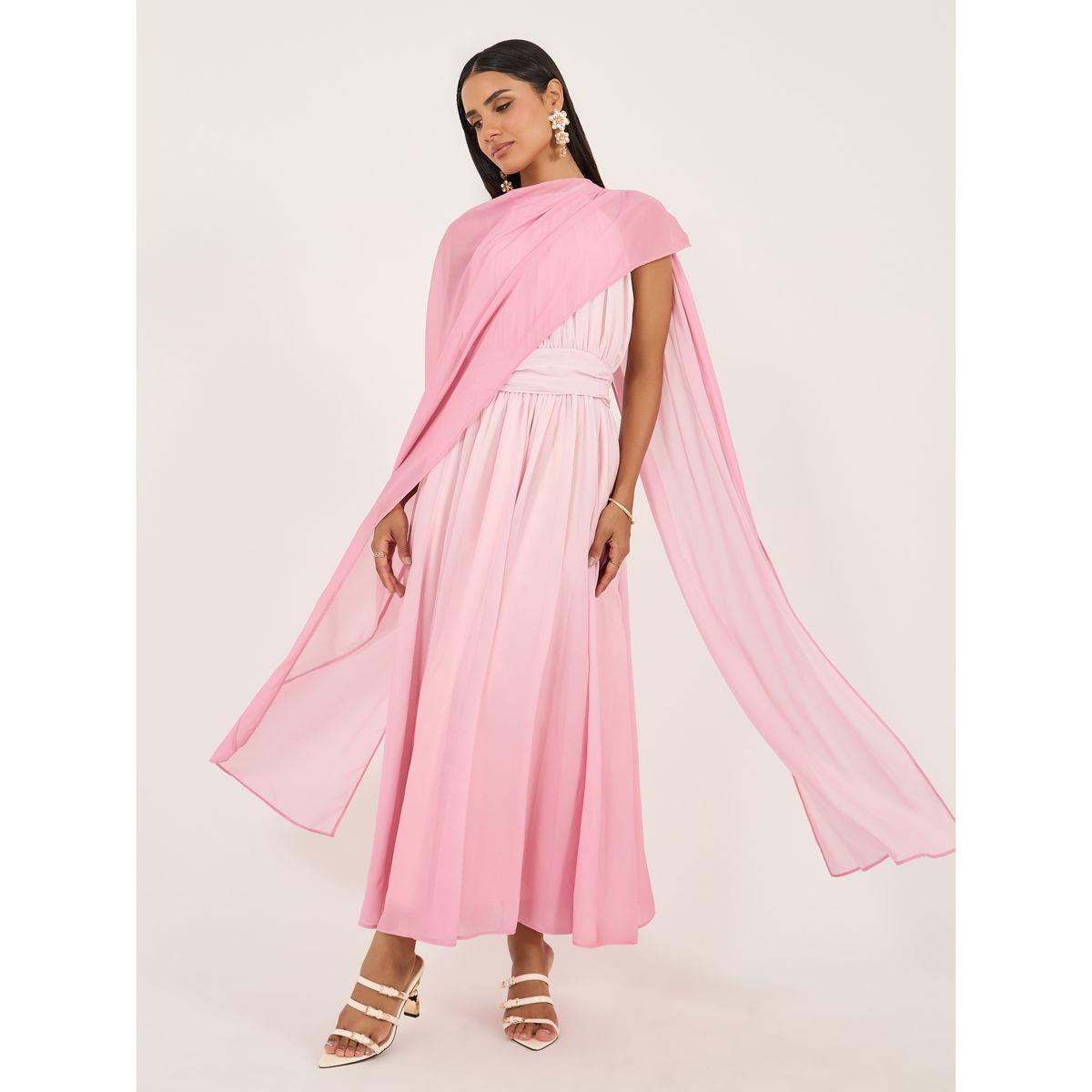 فستان طويل بنمط كتل الالوان ونمط رداء-women-clothing-dresses-image-1