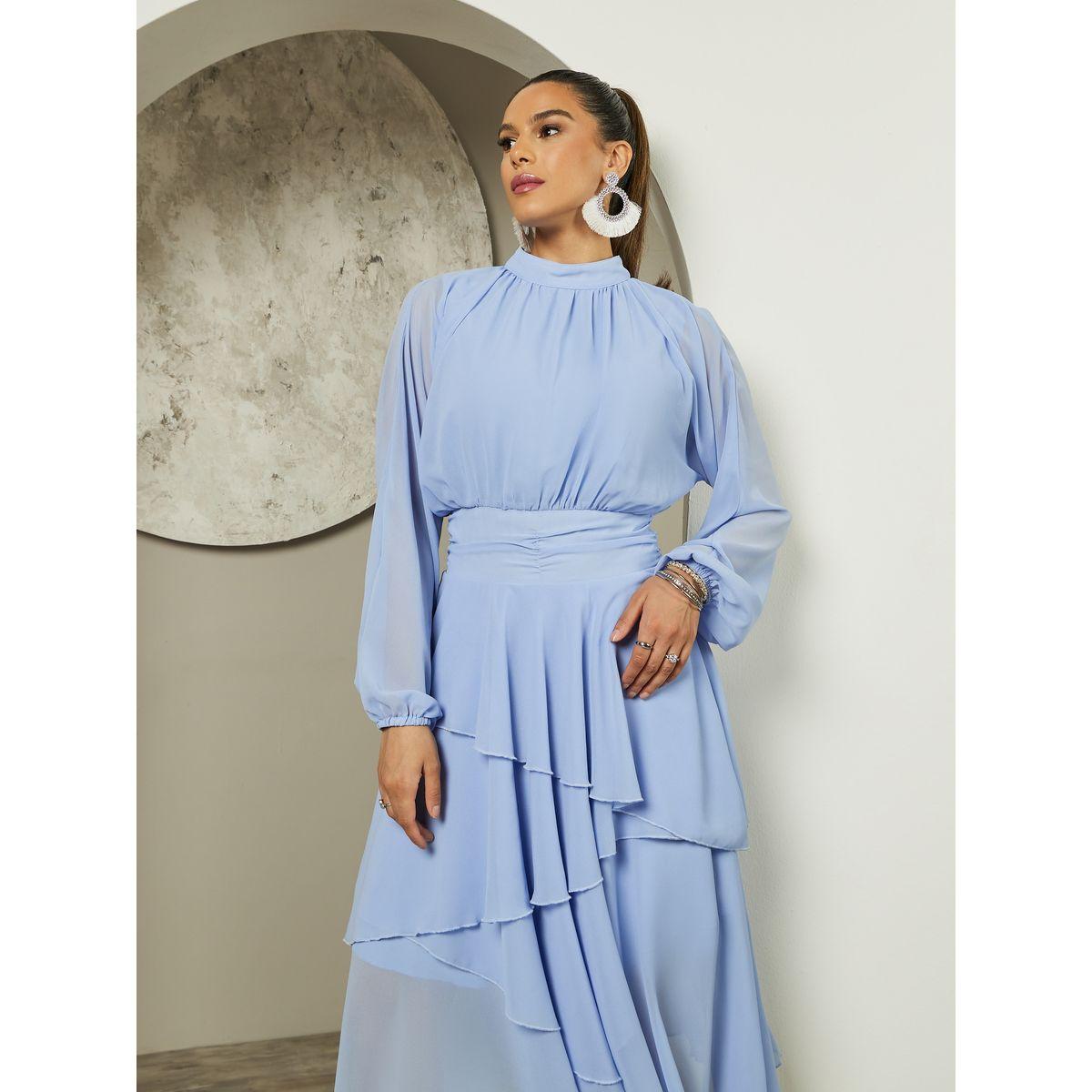 Styli Women Elegant Plain Long Sleeves A-Line Maxi Dress-women-clothing-dresses-image-3