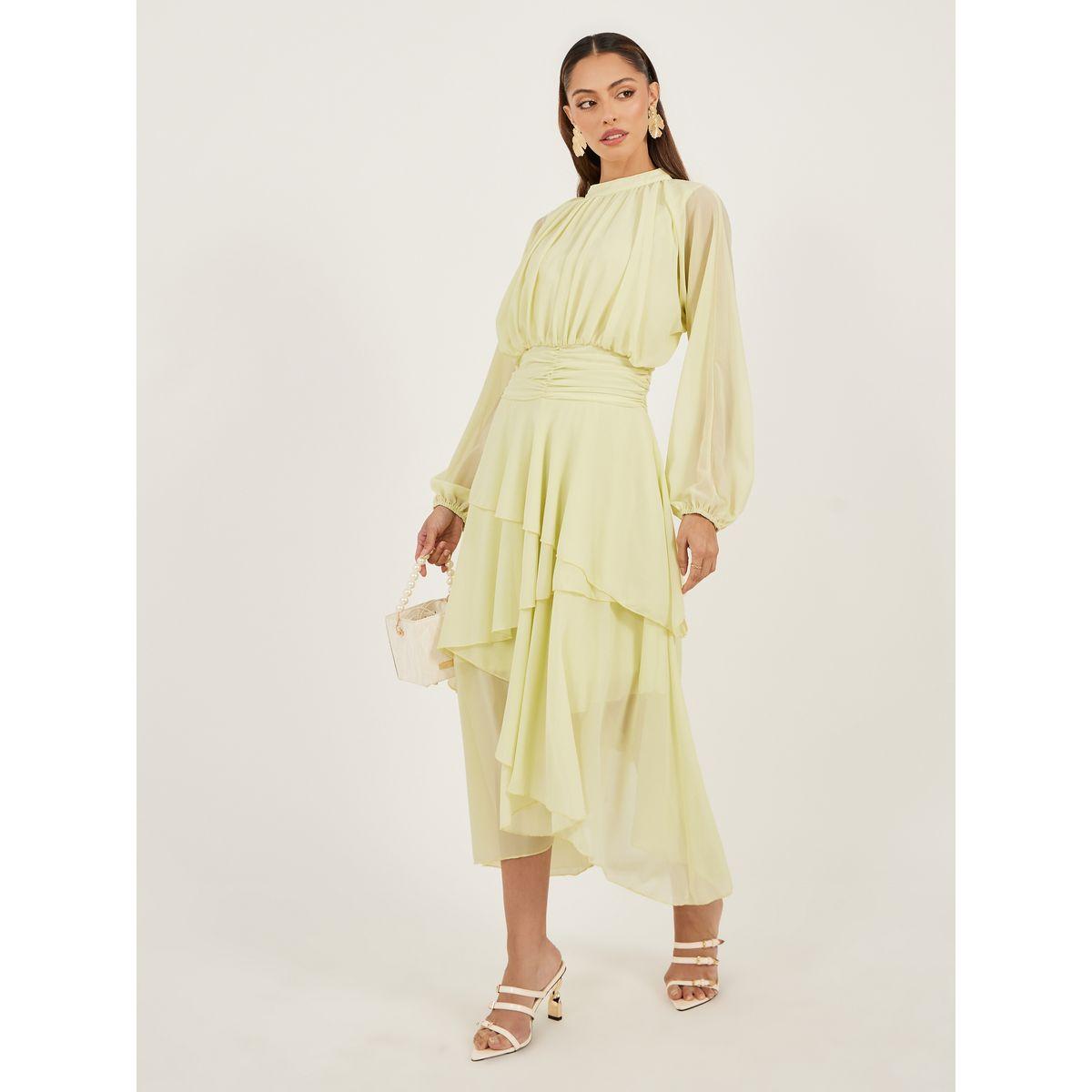Styli Women Elegant Yellow A-Line Maxi Dress-women-clothing-dresses-image-1