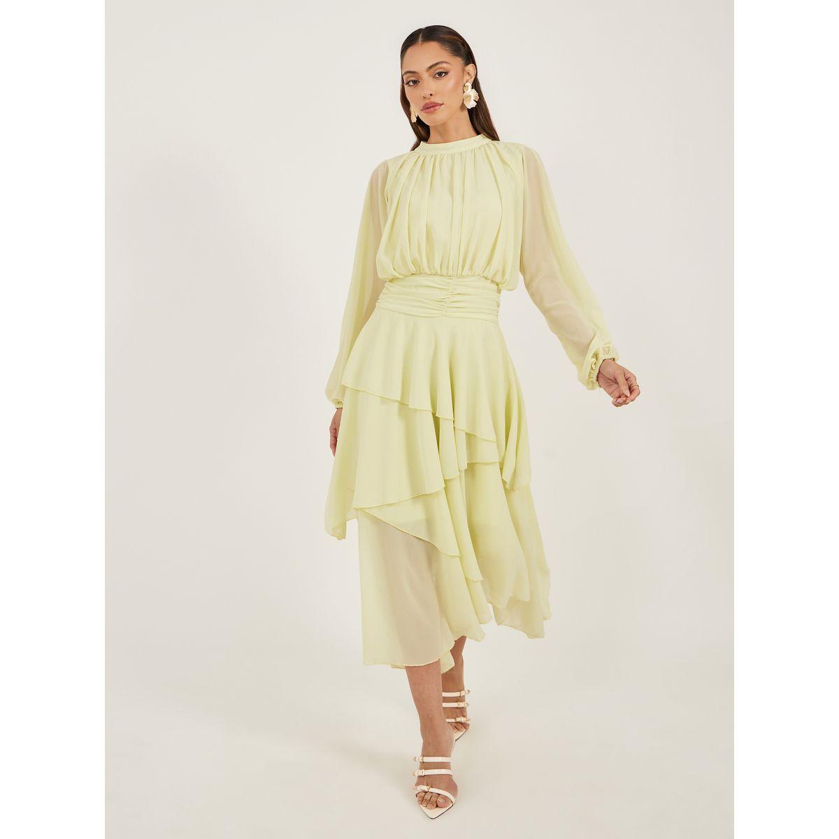 Styli Women Elegant Yellow A-Line Maxi Dress-women-clothing-dresses-image-2