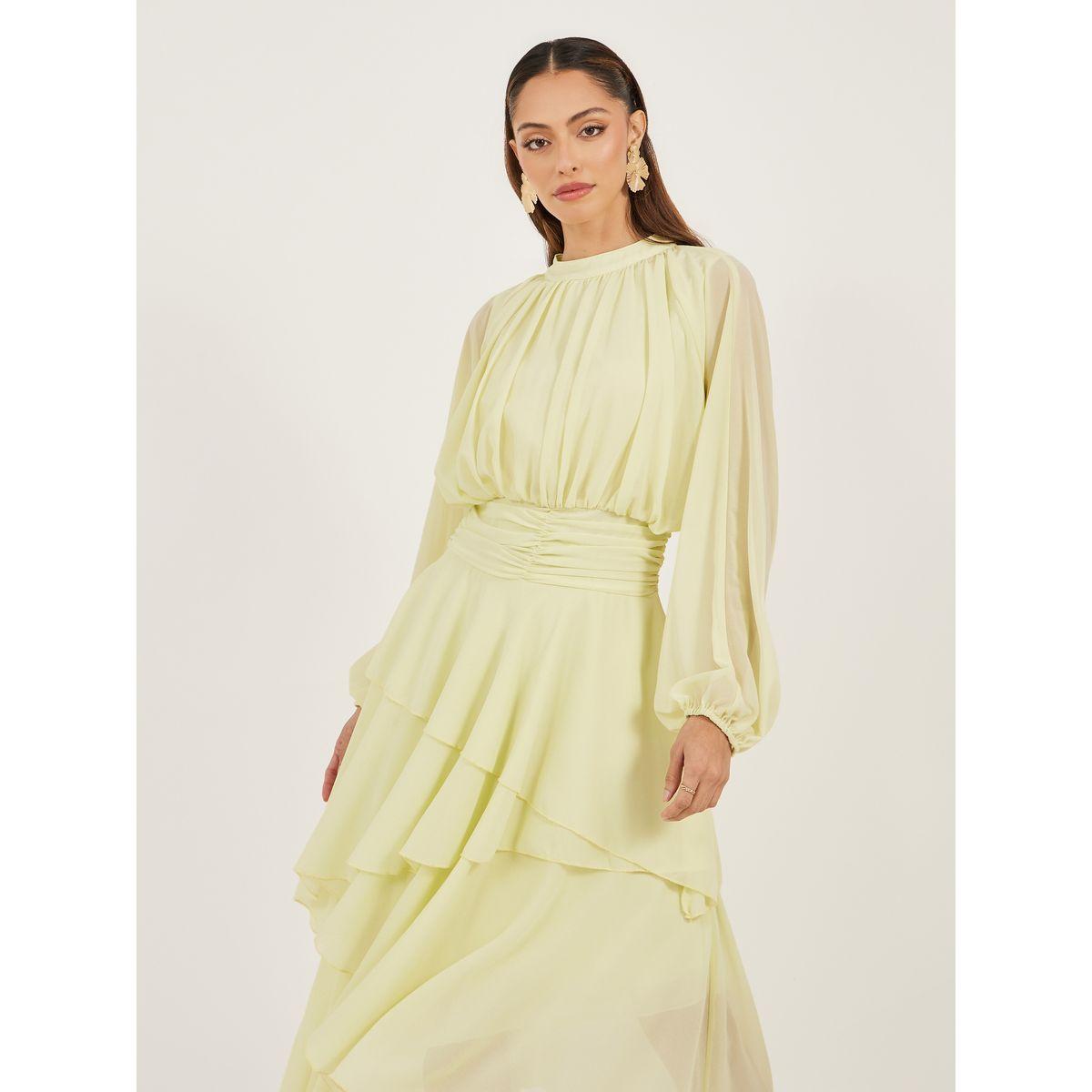 Styli Women Elegant Yellow A-Line Maxi Dress-women-clothing-dresses-image-3
