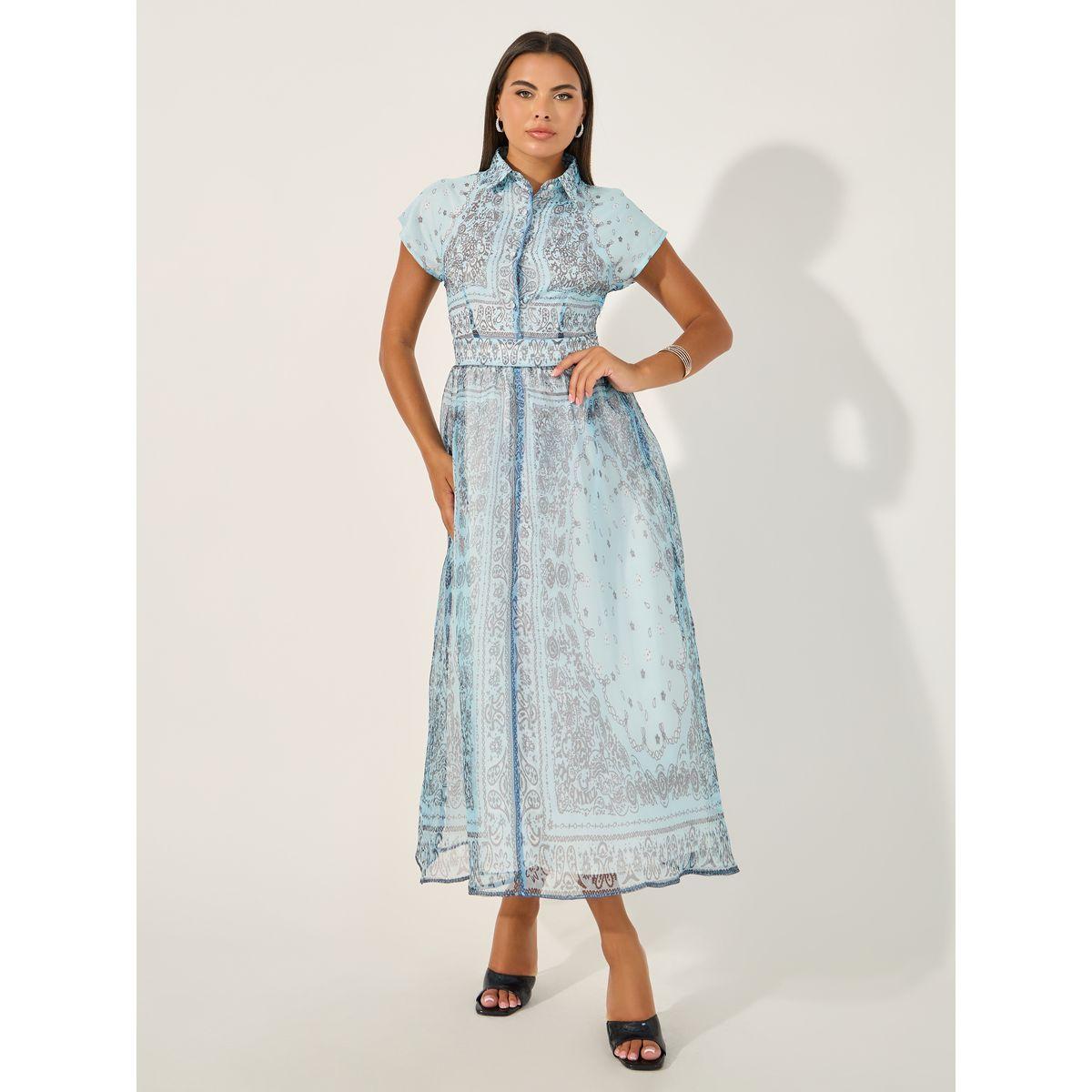 فستان بطبعة بيزلي وأكمام قصيرة-women-clothing-dresses-image-2