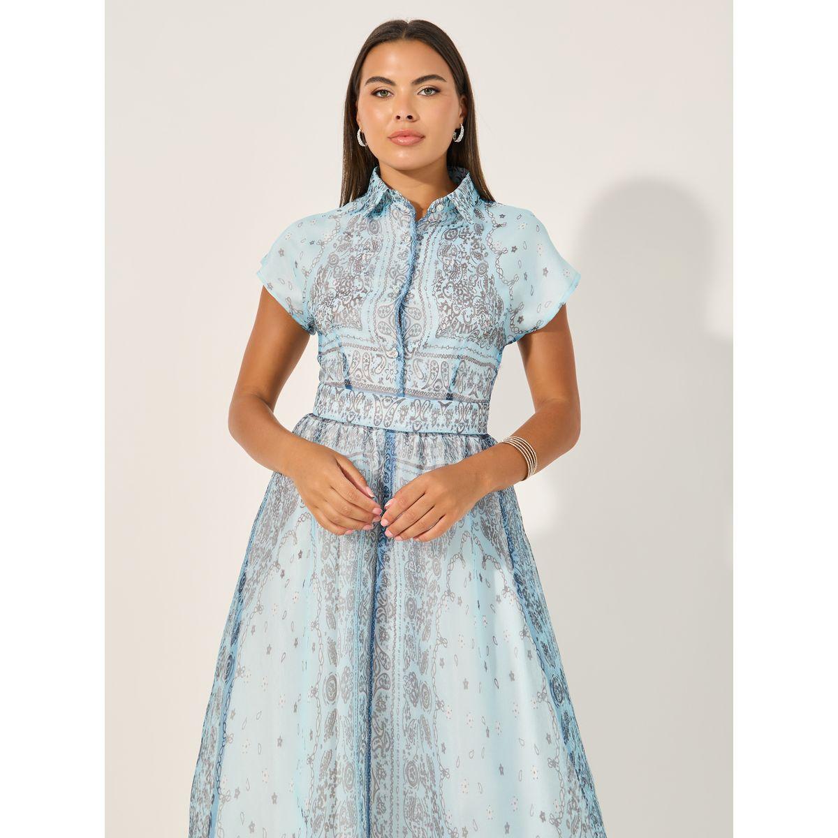 فستان بطبعة بيزلي وأكمام قصيرة-women-clothing-dresses-image-3