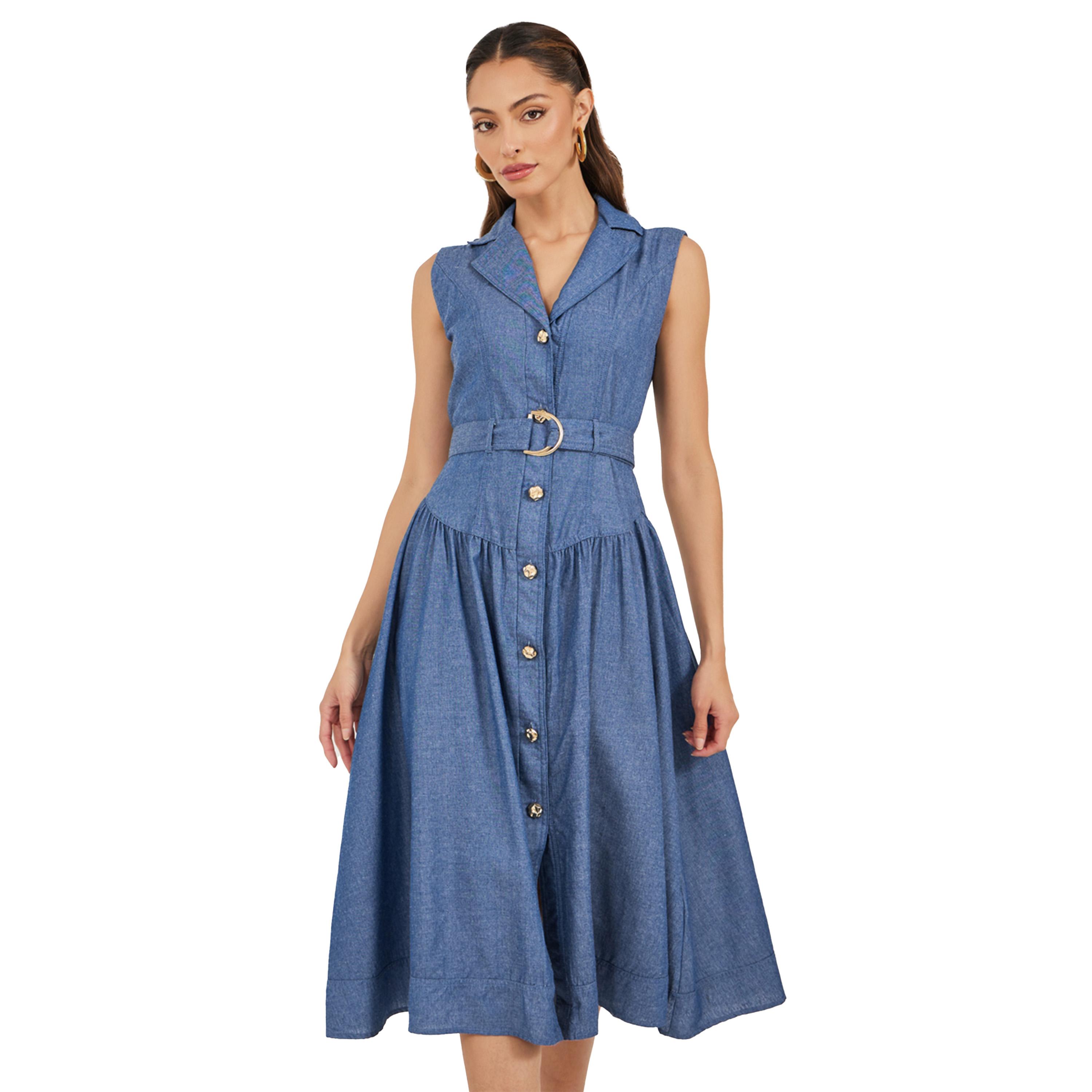Styli Plain Sleeveless Shirt Midi Dress-women-clothing-dresses-image-3