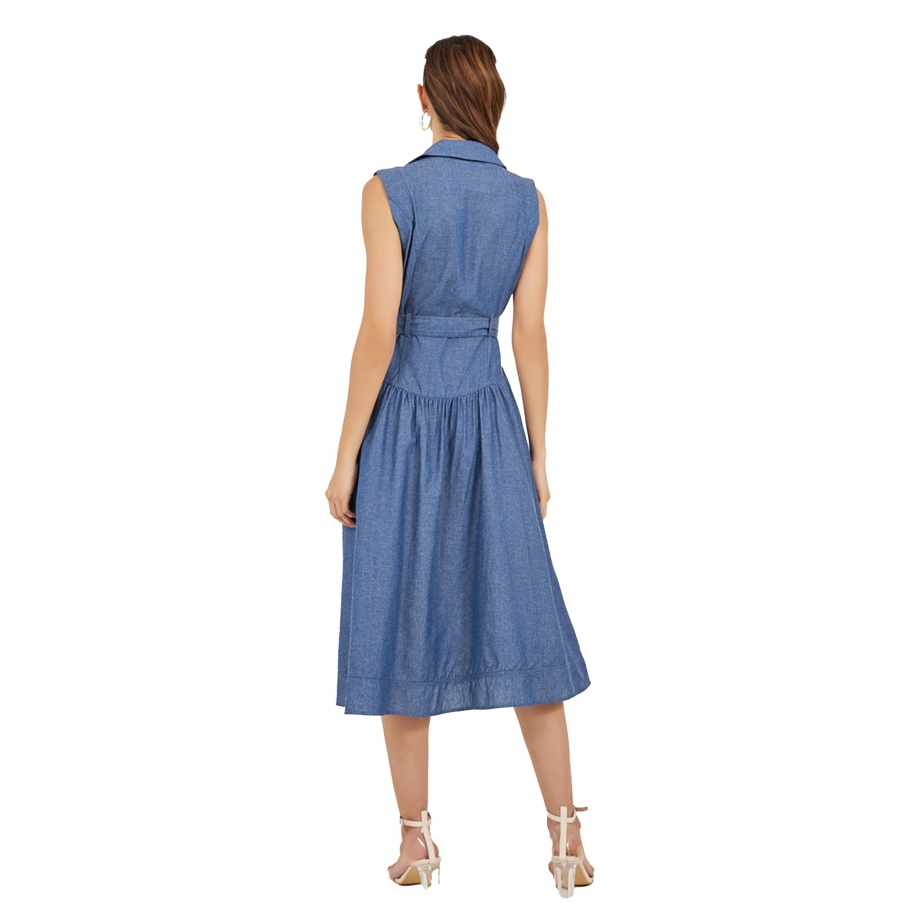 Styli Plain Sleeveless Shirt Midi Dress-women-clothing-dresses-image-5