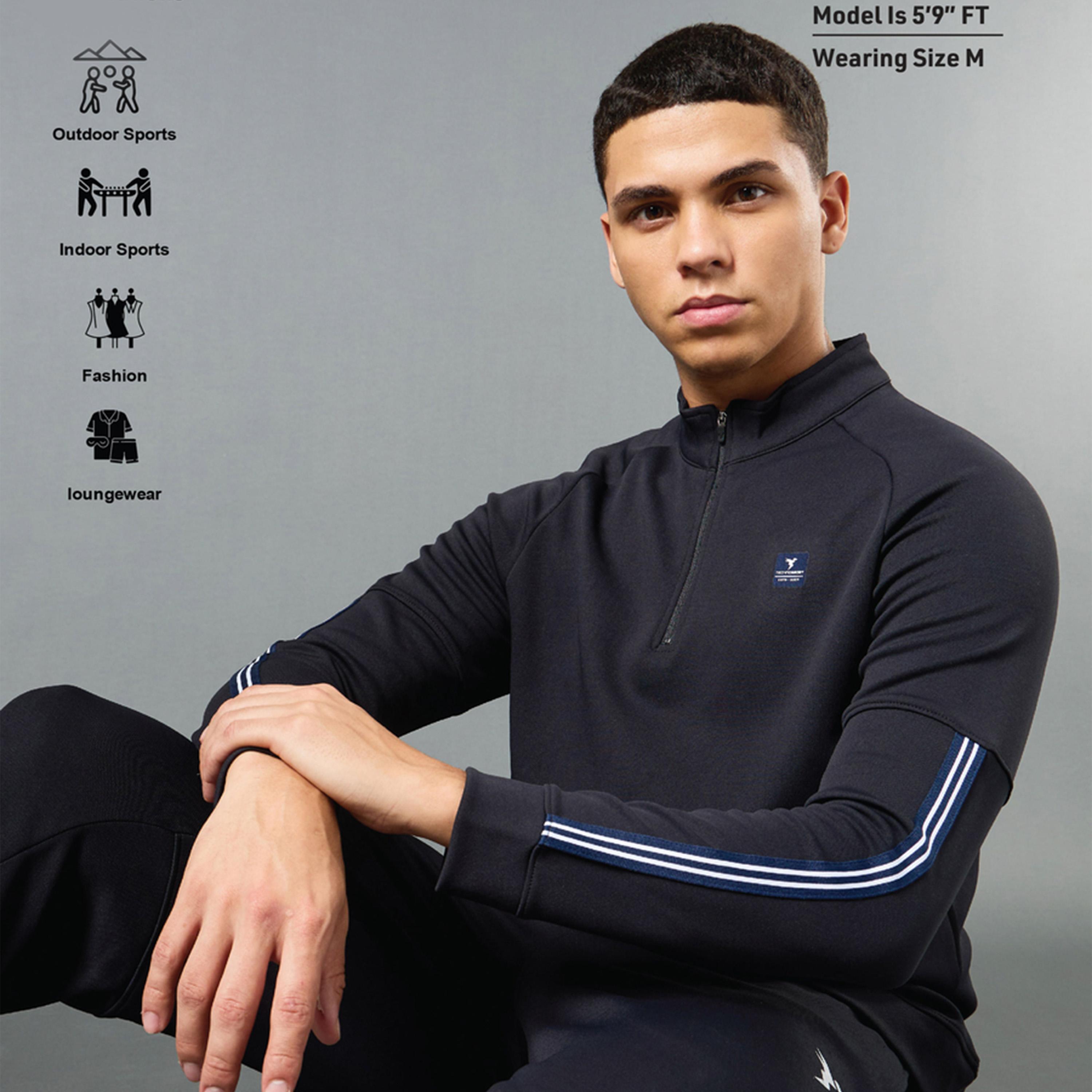 Technosport X Styli Solid 4-Way Stretch T Neck Fs-men-winterwear-hoodiesandsweatshirts-image-2
