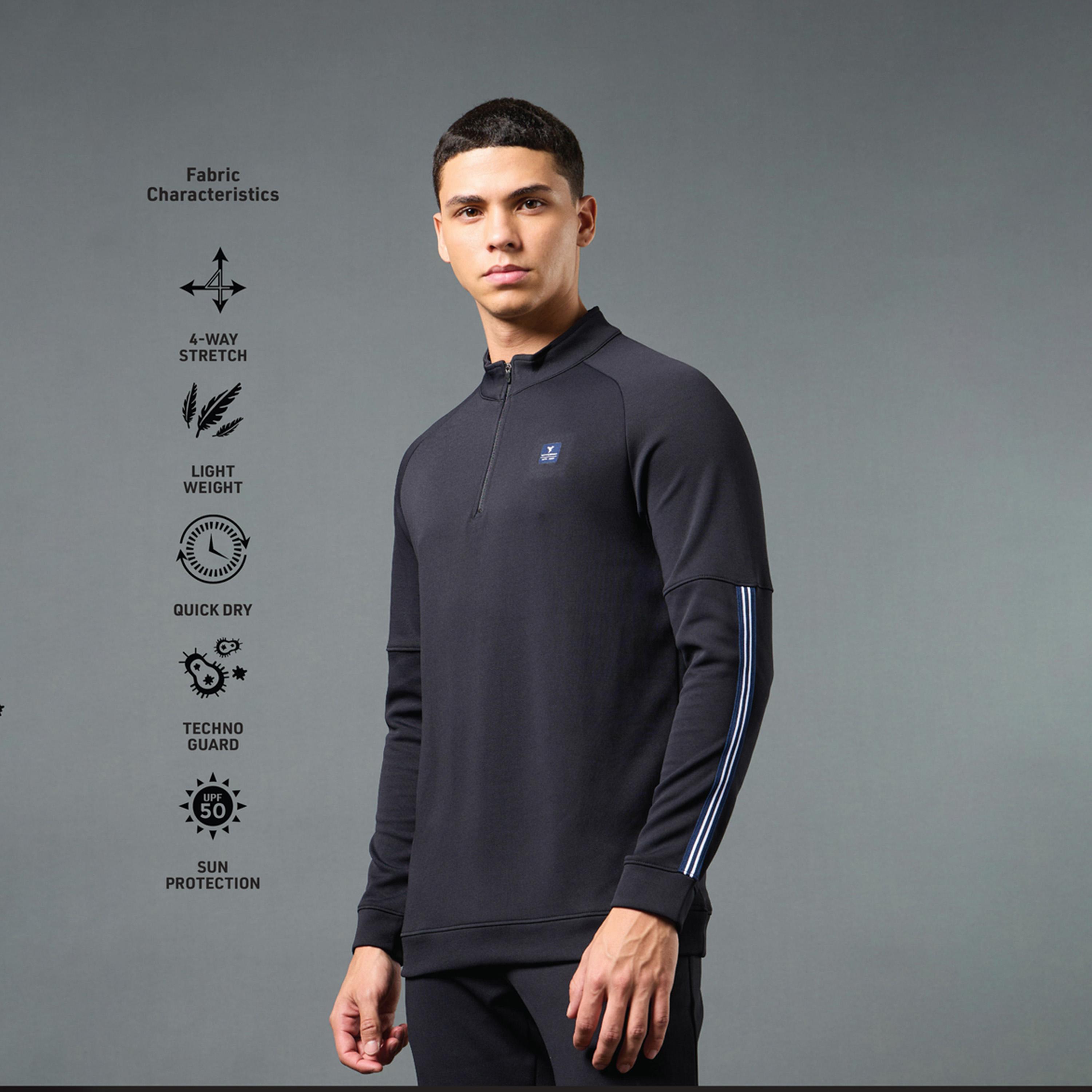 Technosport X Styli Solid 4-Way Stretch T Neck Fs-men-winterwear-hoodiesandsweatshirts-image-3