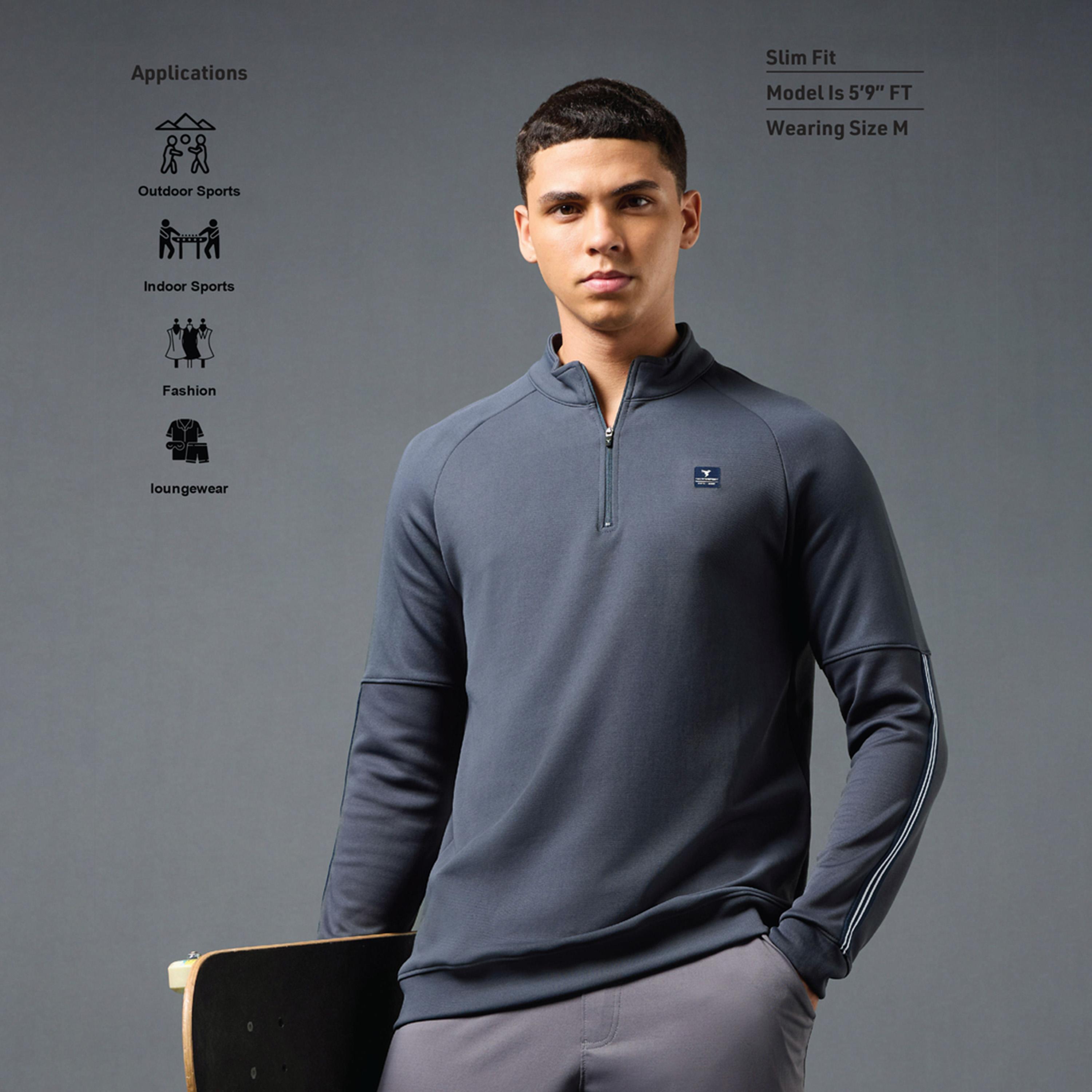 Technosport X Styli Solid 4-Way Stretch T Neck Fs-men-winterwear-hoodiesandsweatshirts-image-2