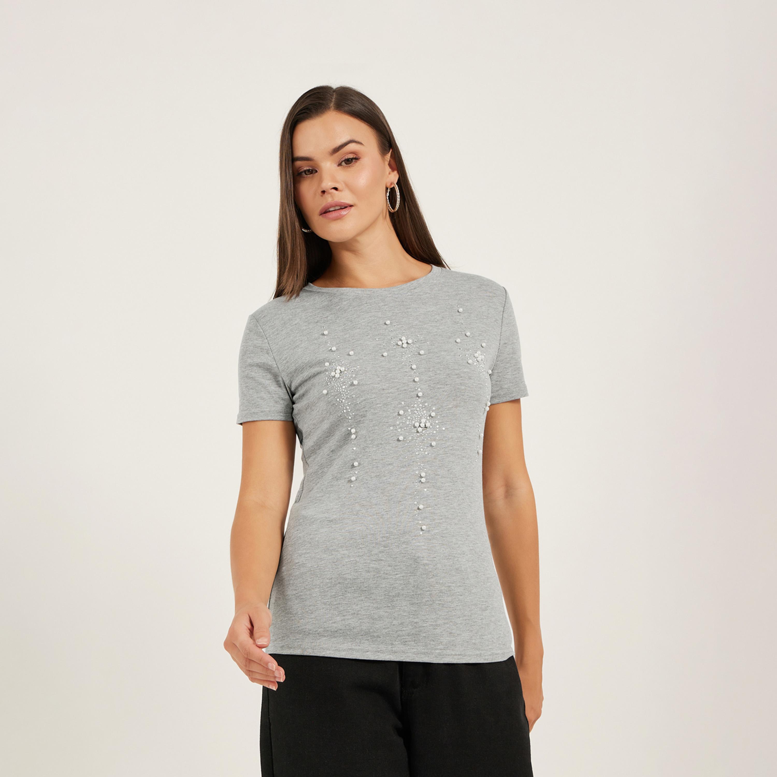 Styli Embellished Round Neck Regular Fit T-Shirt-women-clothing-tshirts-image-3