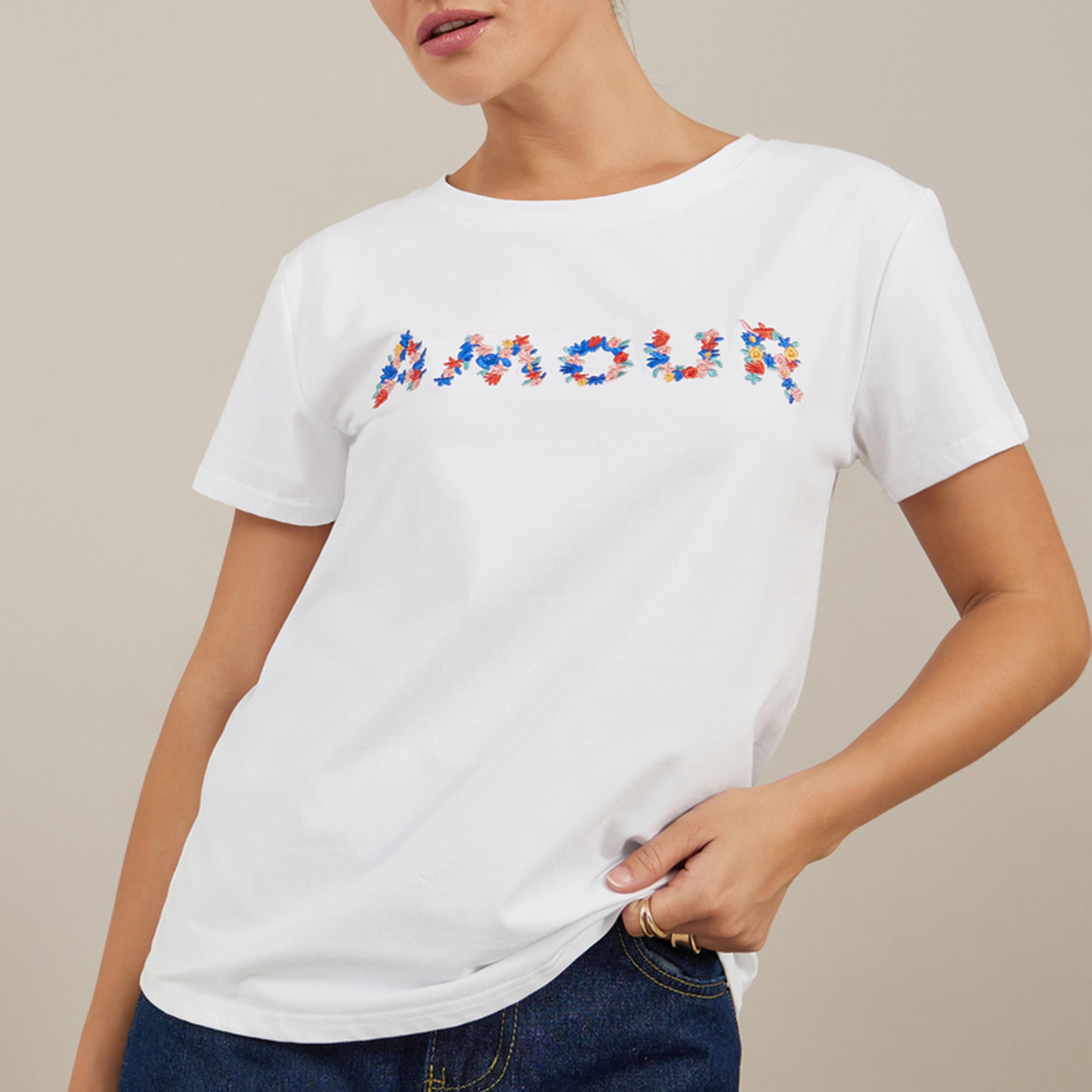 Styli Embroidered Slogan Round Neck T-Shirt-women-clothing-tshirts-image-1