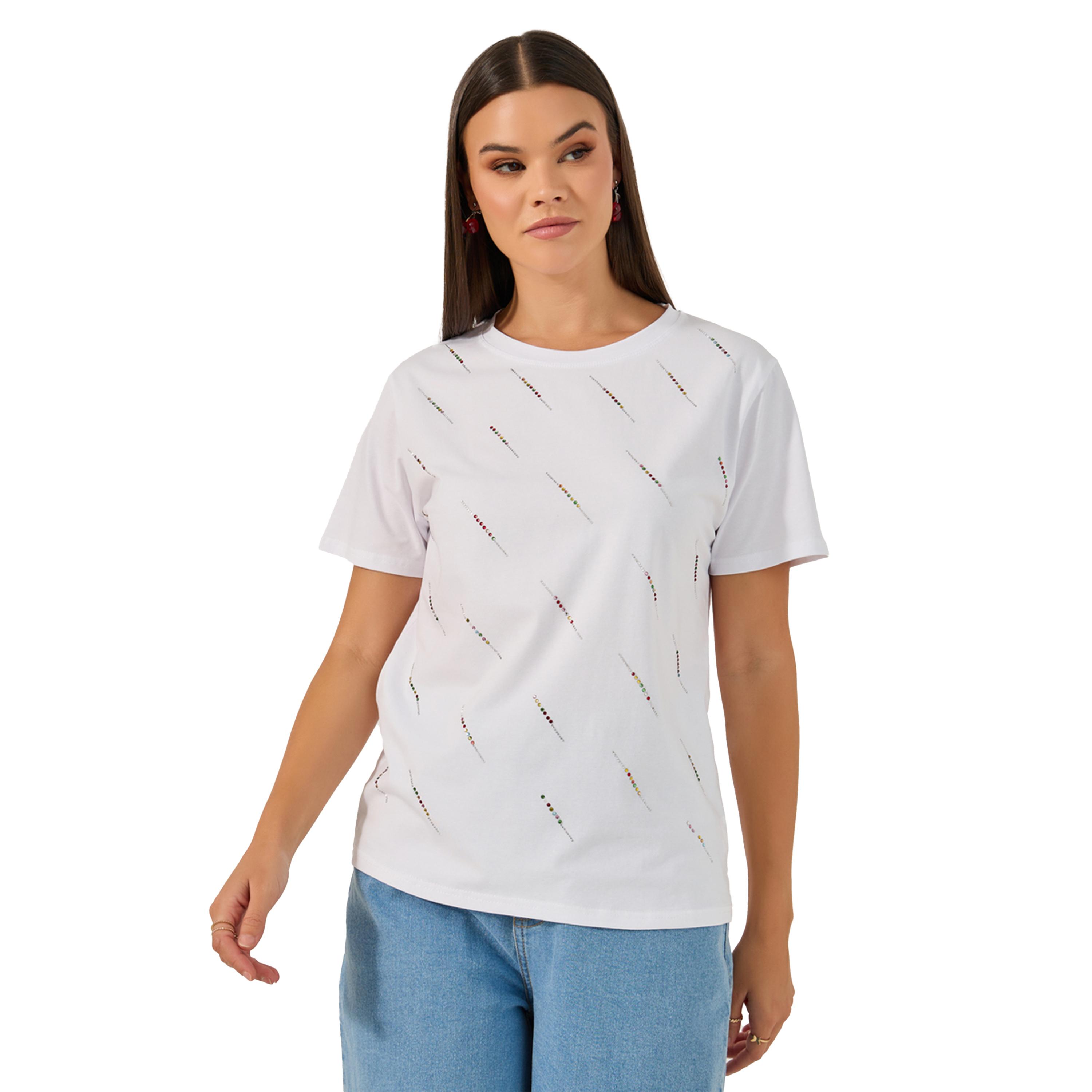 Styli Round Neck Embellished Short Sleeve Regular T-Shirt-women-clothing-tshirts-image-2