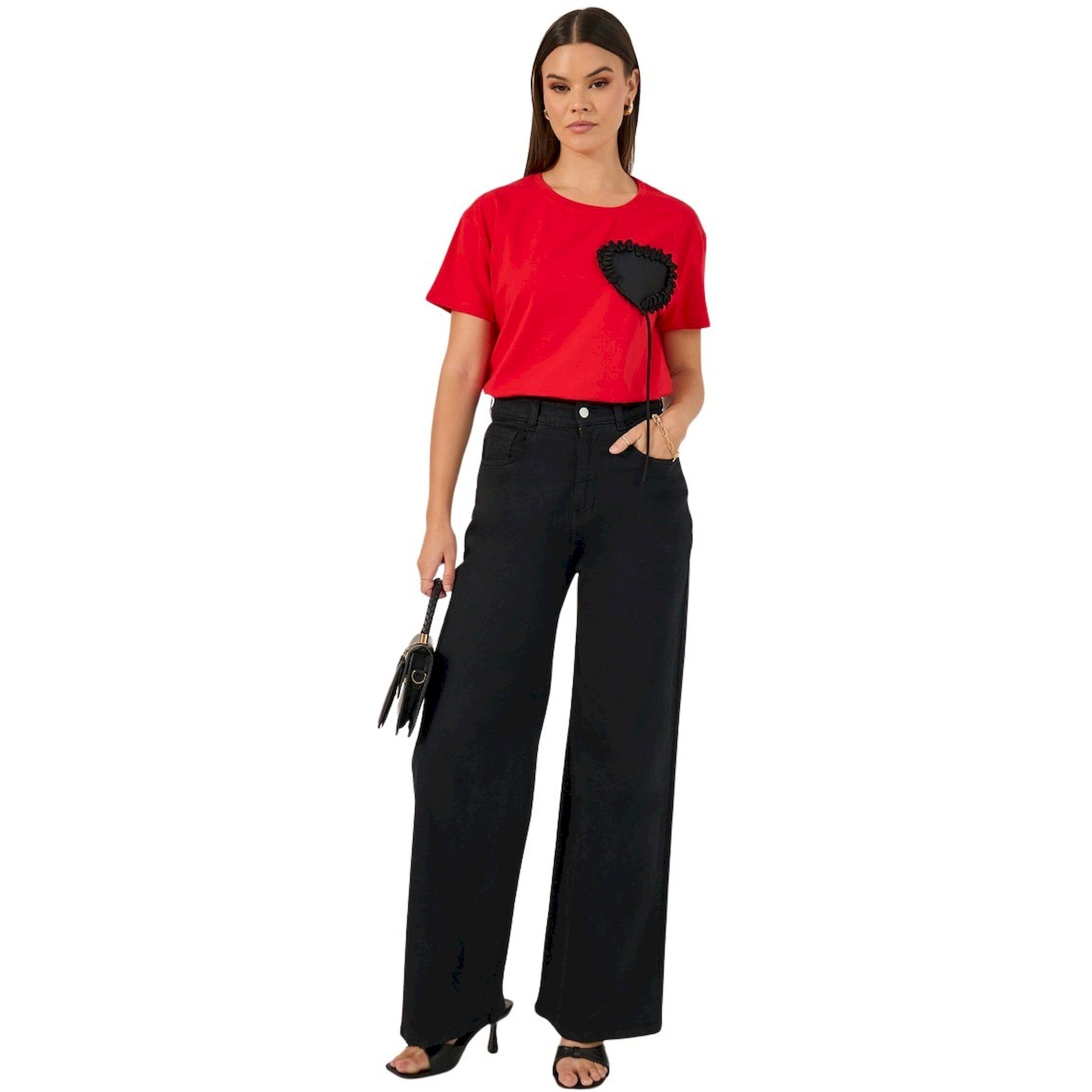 Styli Short Sleeve Heart Applique Detailed Round Neck T-shirt-women-clothing-tshirts-image-3