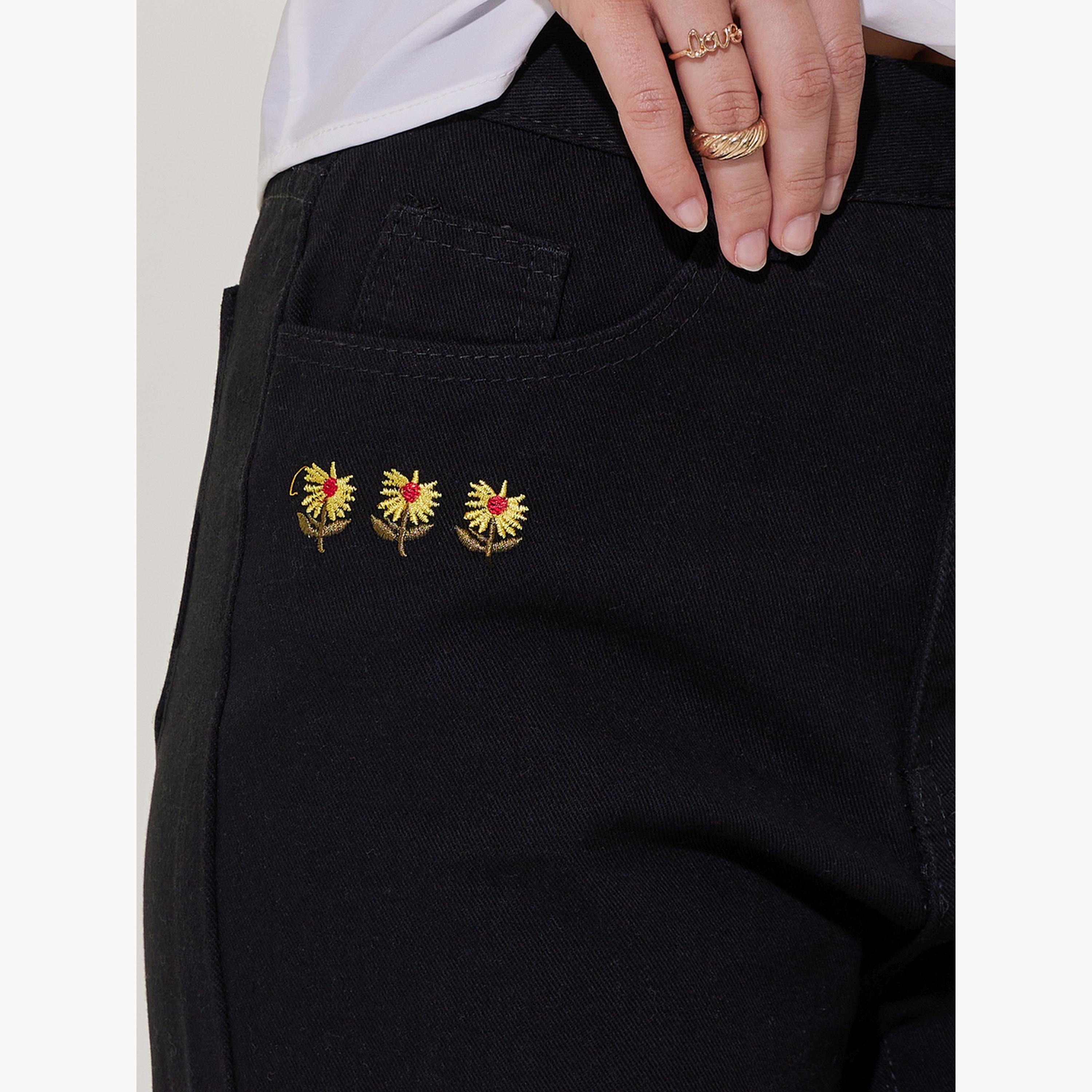 Take Two Embroidered Detail Mid Rise Straight Fit Jeans-women-clothing-bottoms-jeans-image-3