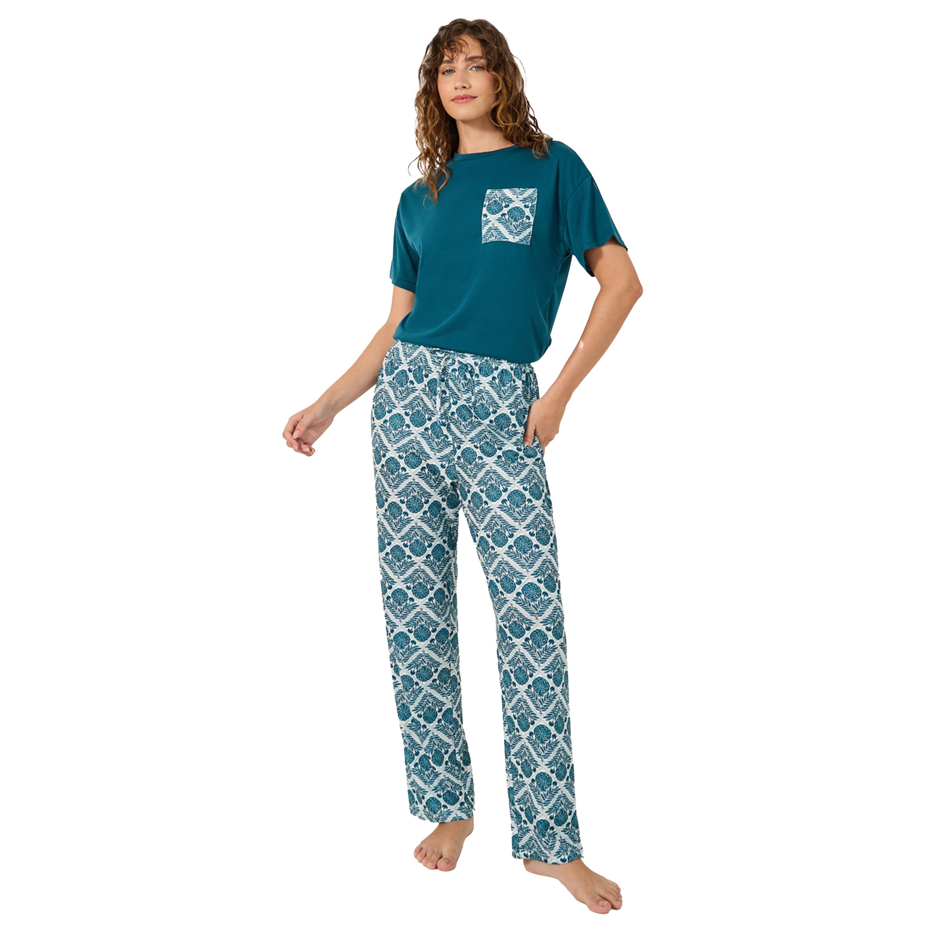 Styli Dropped Shoulder Print Pocket T-Shirt and Pyjama Pants Set-women-clothing-nightwear-pyjamas-longsets-image-2