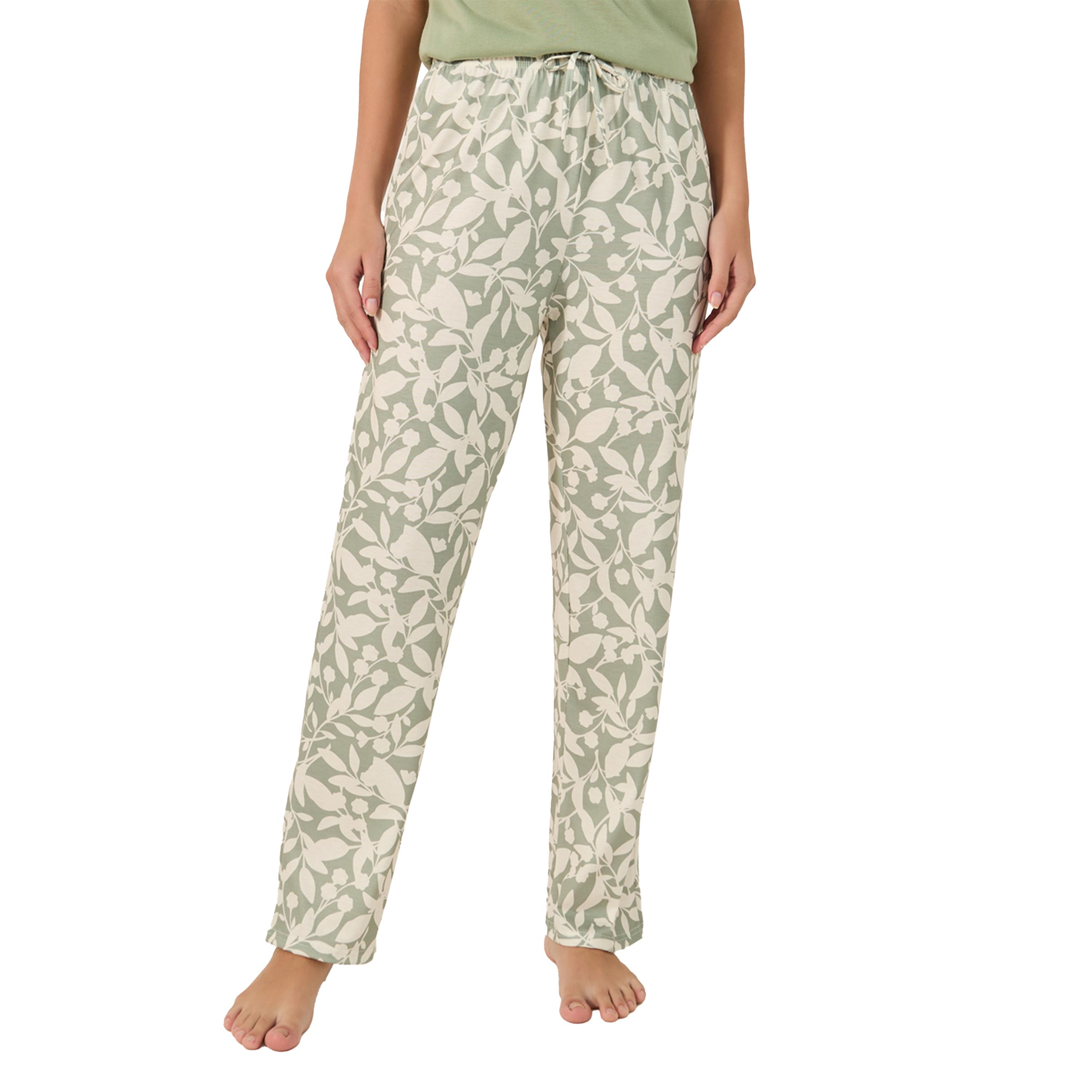 Styli Solid Dropped Shoulder T-Shirt and Leaf Printed Pyjama Pants Set-women-clothing-nightwear-pyjamas-longsets-image-6
