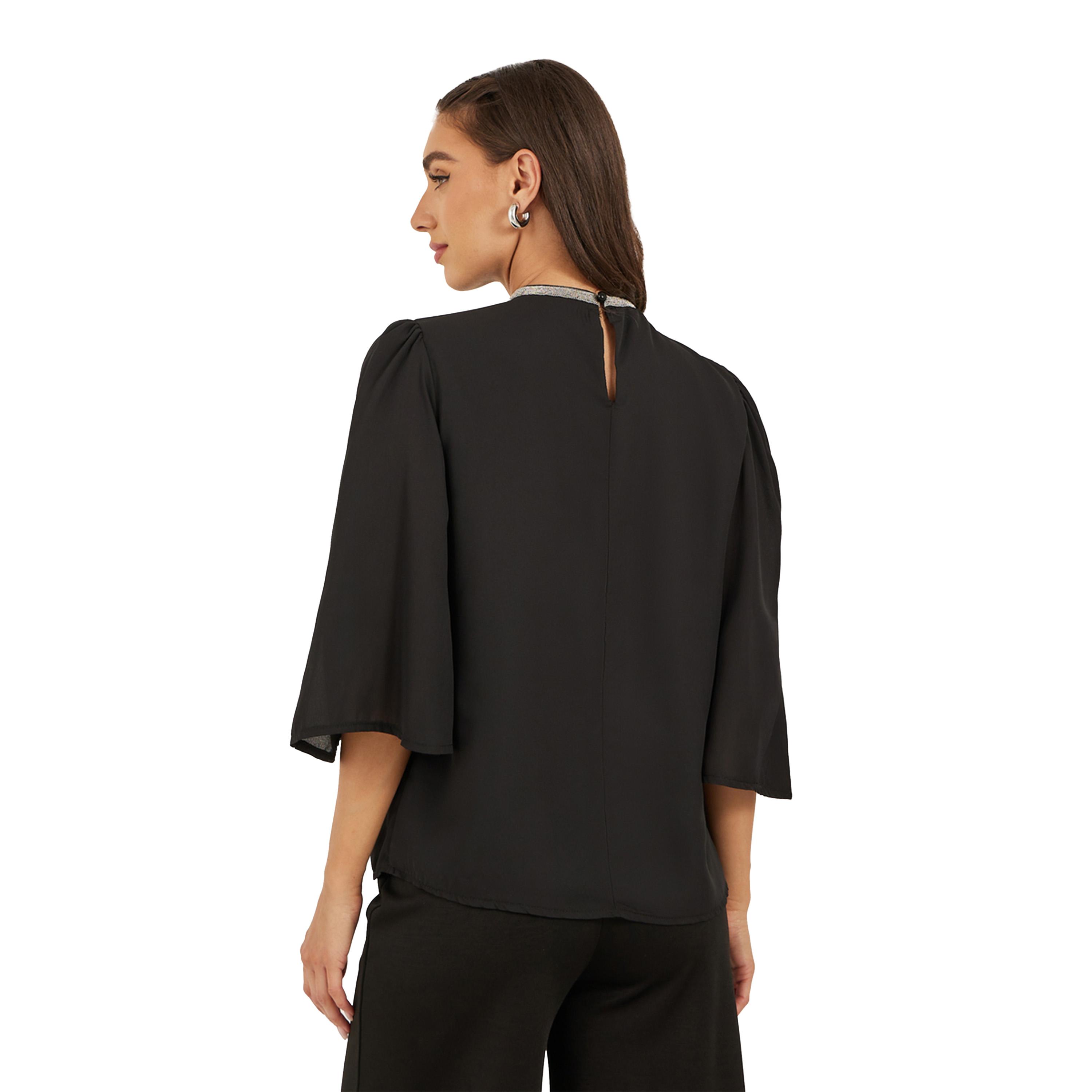 ستايلي - بلوزة بأكمام ملاك واسعة وفتحة رقبة مزينة-women-clothing-shirtsandblouses-blouses-image-5