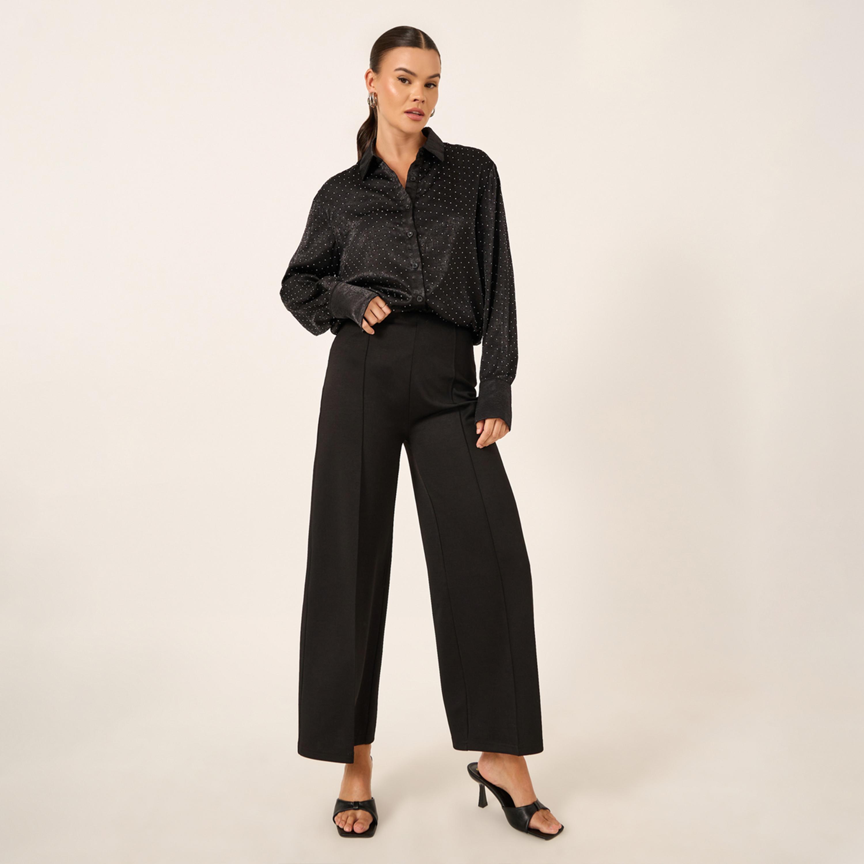 ستايلي - قميص كبير الحجم بأكمام طويلة وياقة-women-clothing-shirtsandblouses-shirts-image-2