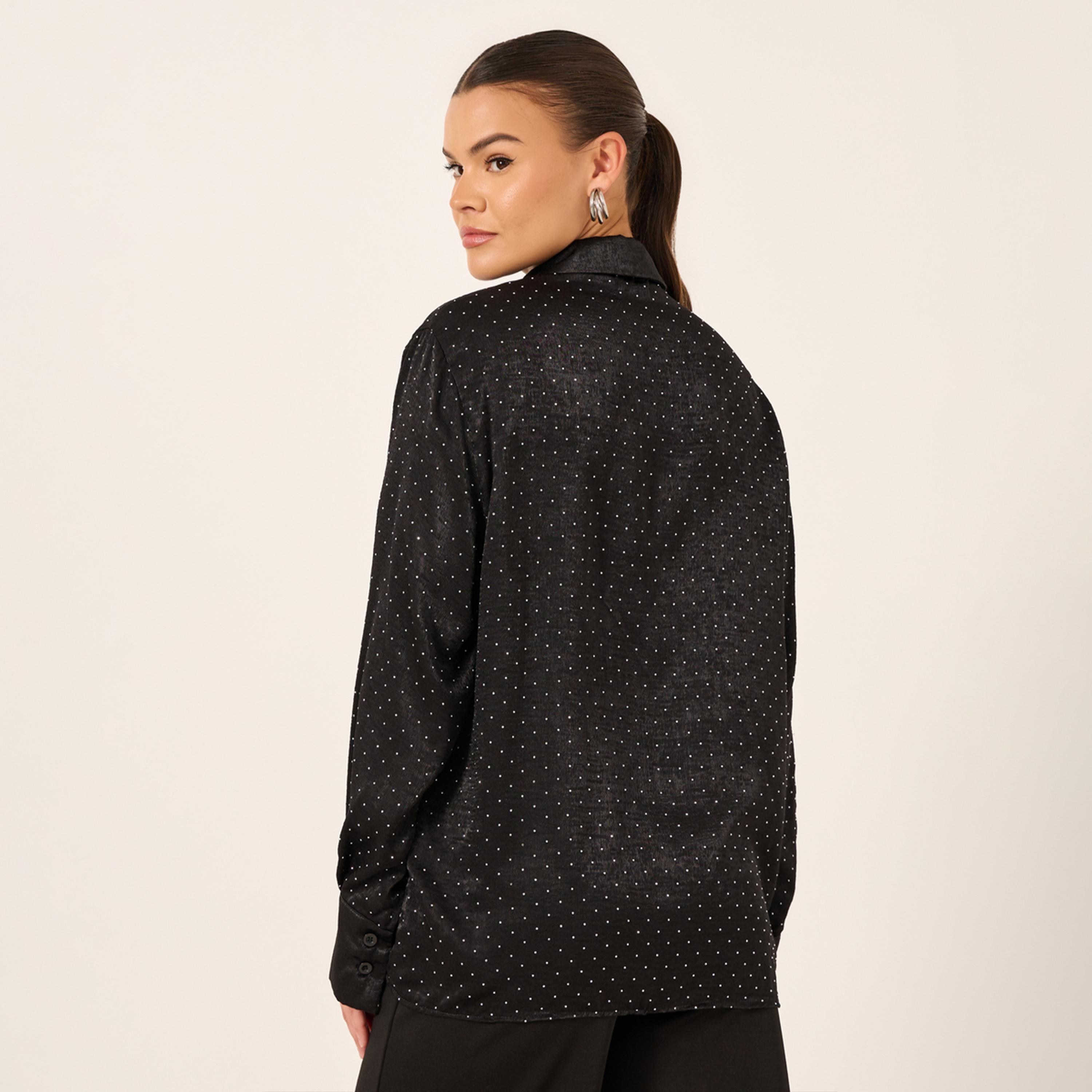 Styli Embellished Collared Long Sleeves Oversized Shirt-women-clothing-shirtsandblouses-shirts-image-5