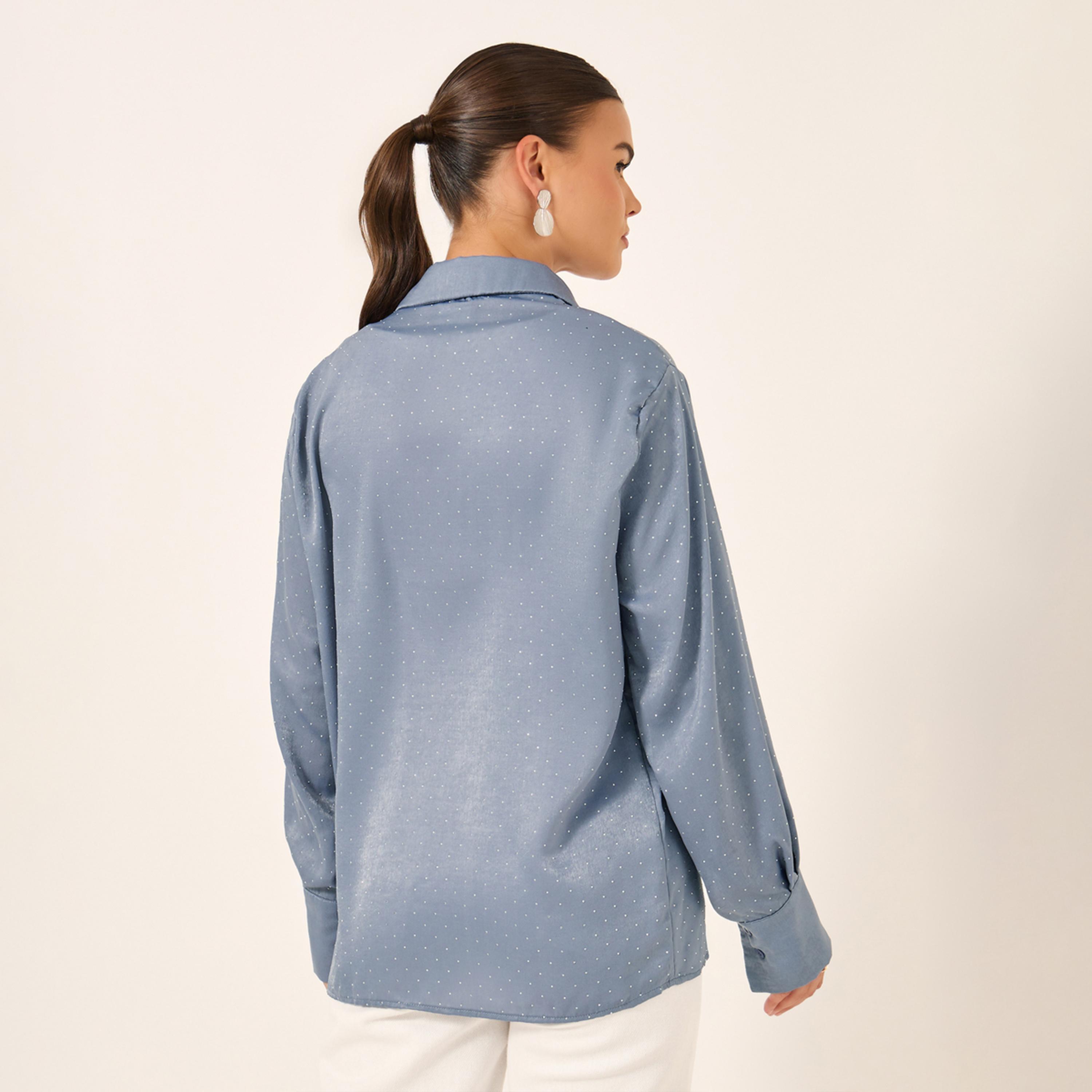 Styli Embellished Collared Long Sleeves Oversized Shirt-women-clothing-shirtsandblouses-shirts-image-5