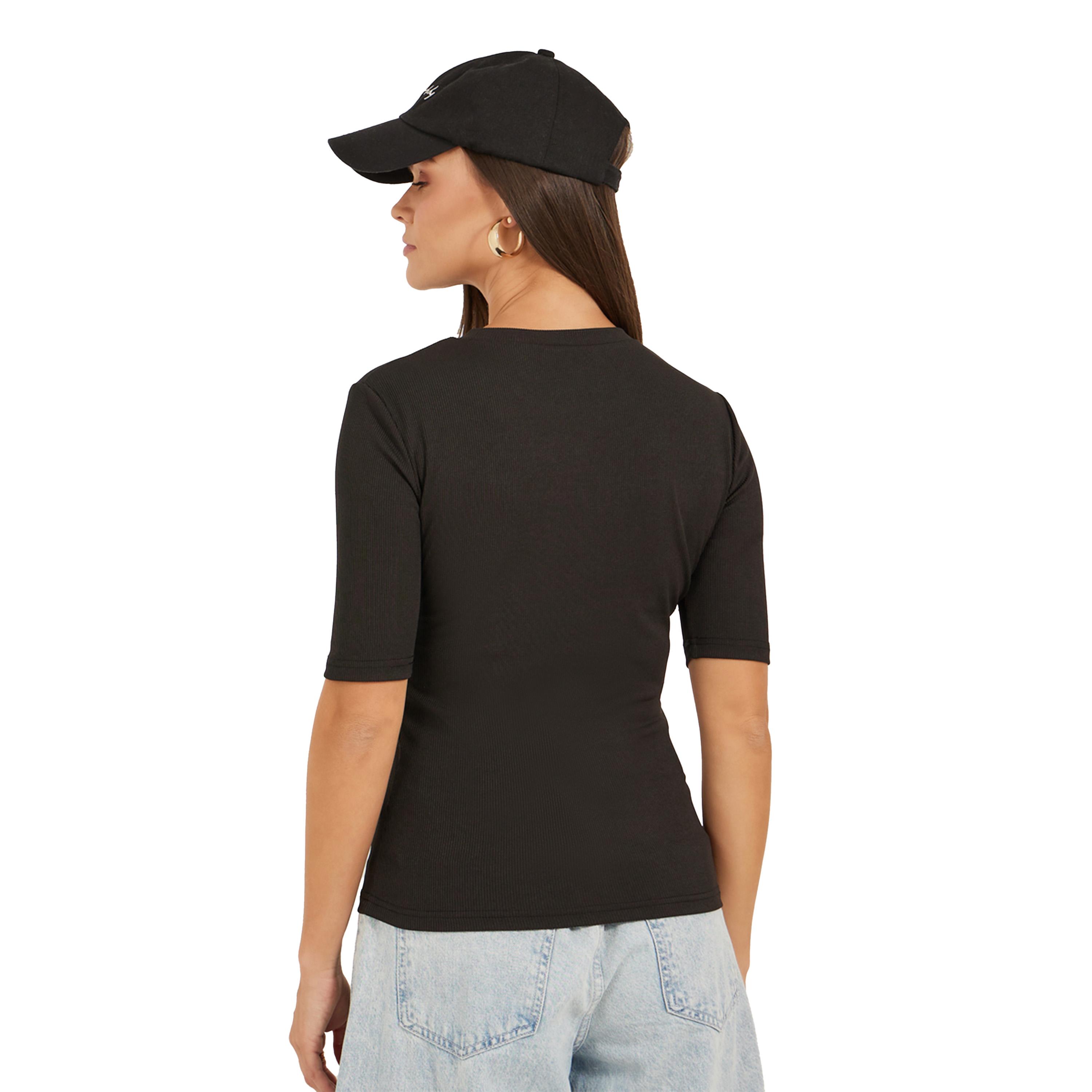 Styli Short Sleeve Ribbed Round Neck Fitted Knit Top-women-clothing-shirtsandblouses-blouses-image-5