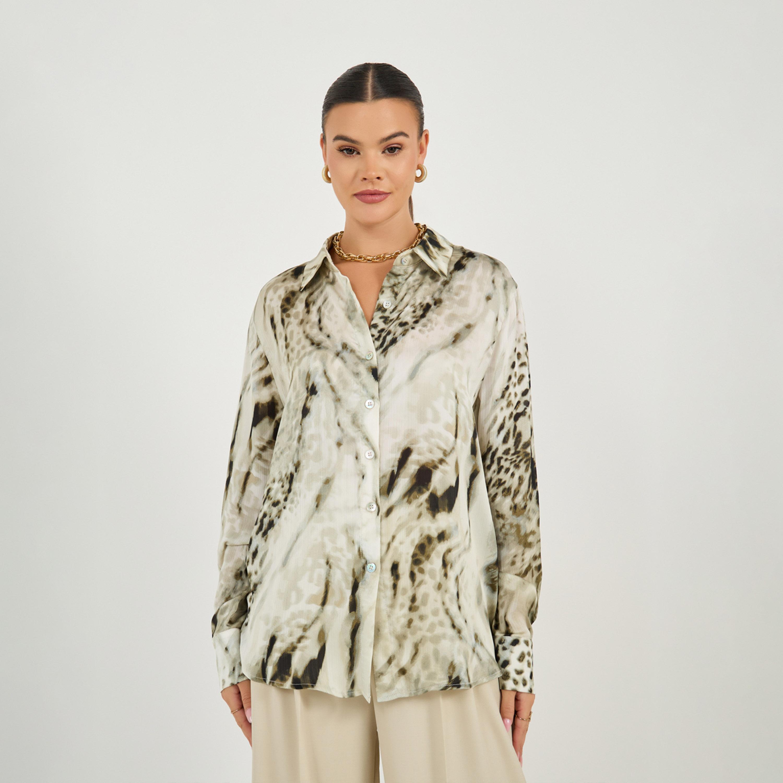 Styli Animal Print Collared Oversized Shirt-women-clothing-shirtsandblouses-shirts-image-2