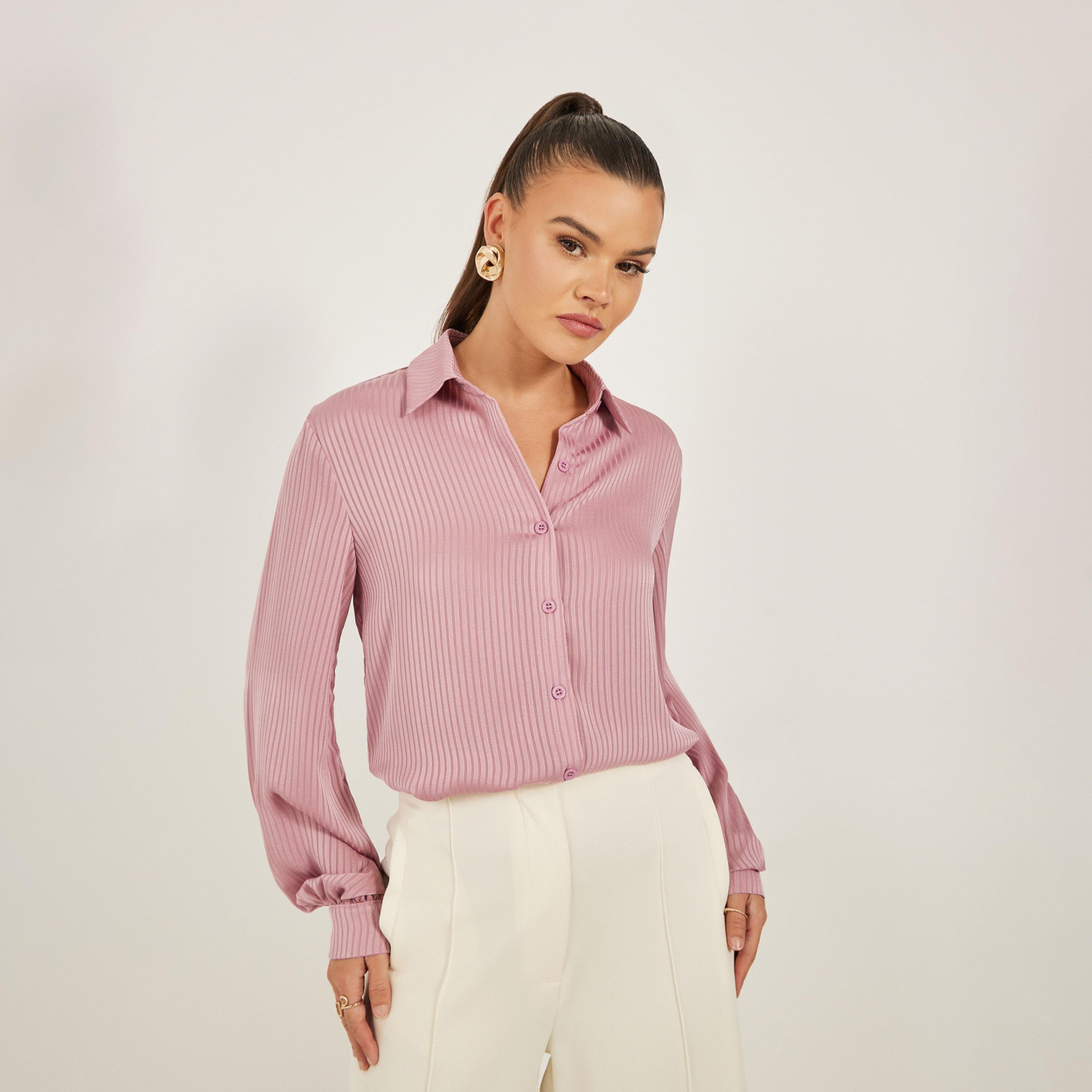 Styli Striped Balloon Sleeve Regular Fit Shirt-women-clothing-shirtsandblouses-shirts-image-1