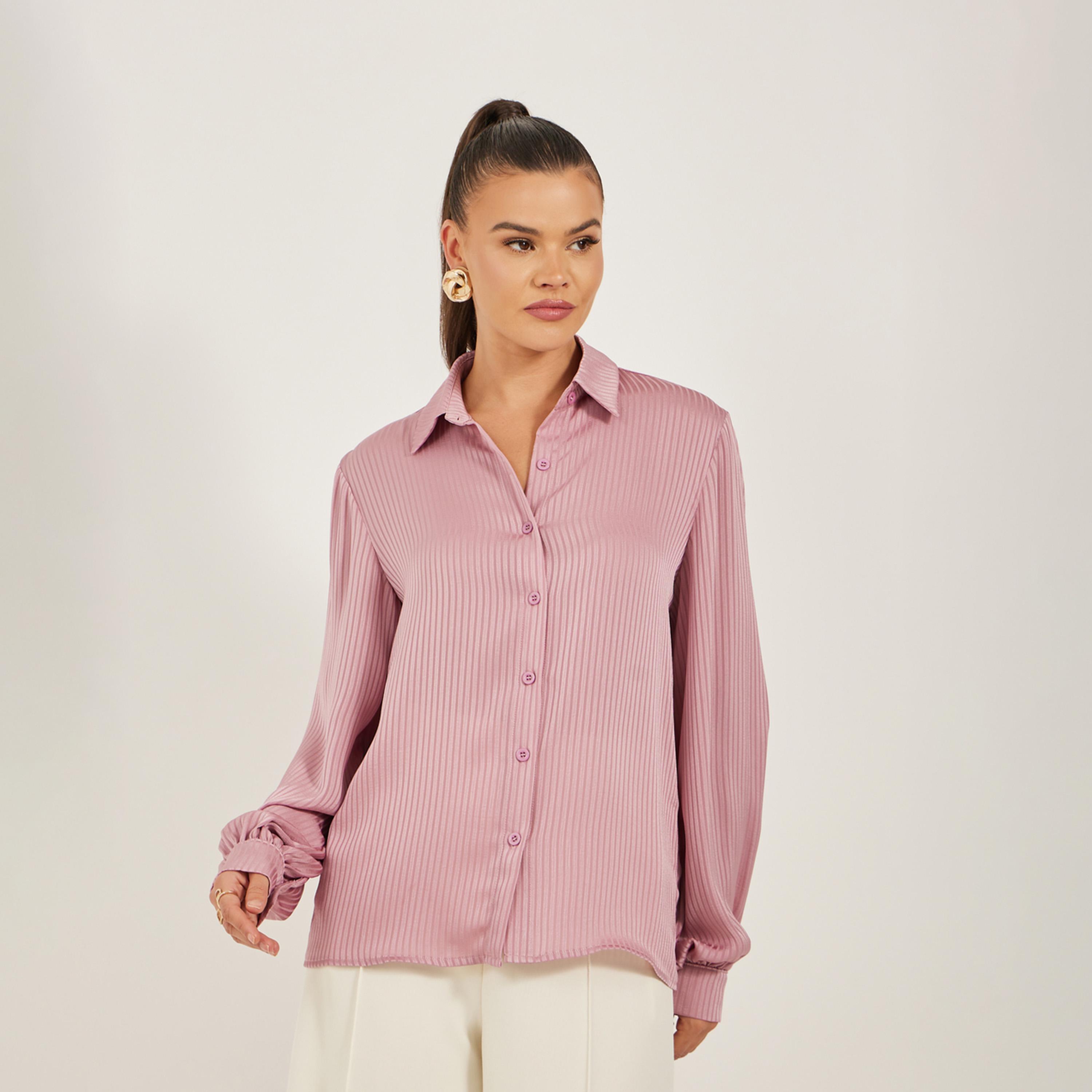 Styli Striped Balloon Sleeve Regular Fit Shirt-women-clothing-shirtsandblouses-shirts-image-3